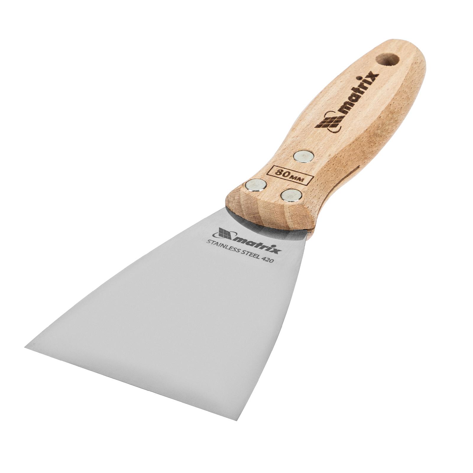 Шпательная лопатка из нержавеющей стали, 80 мм, буковая рукоятка, EFP