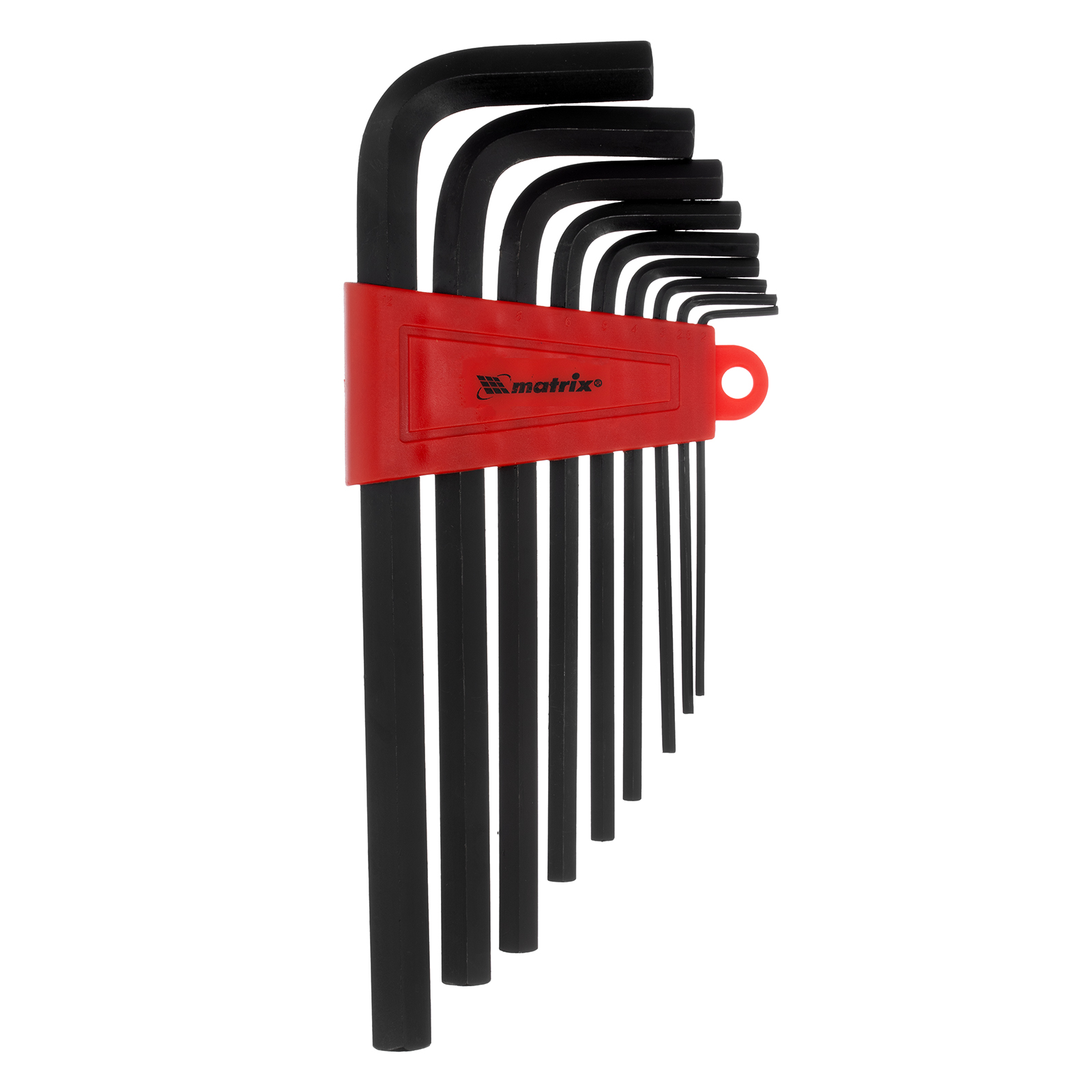 Набор ключей имбусовых HEX, 2,0–12 мм, CrV, 9 шт., оксидированные, удлиненные