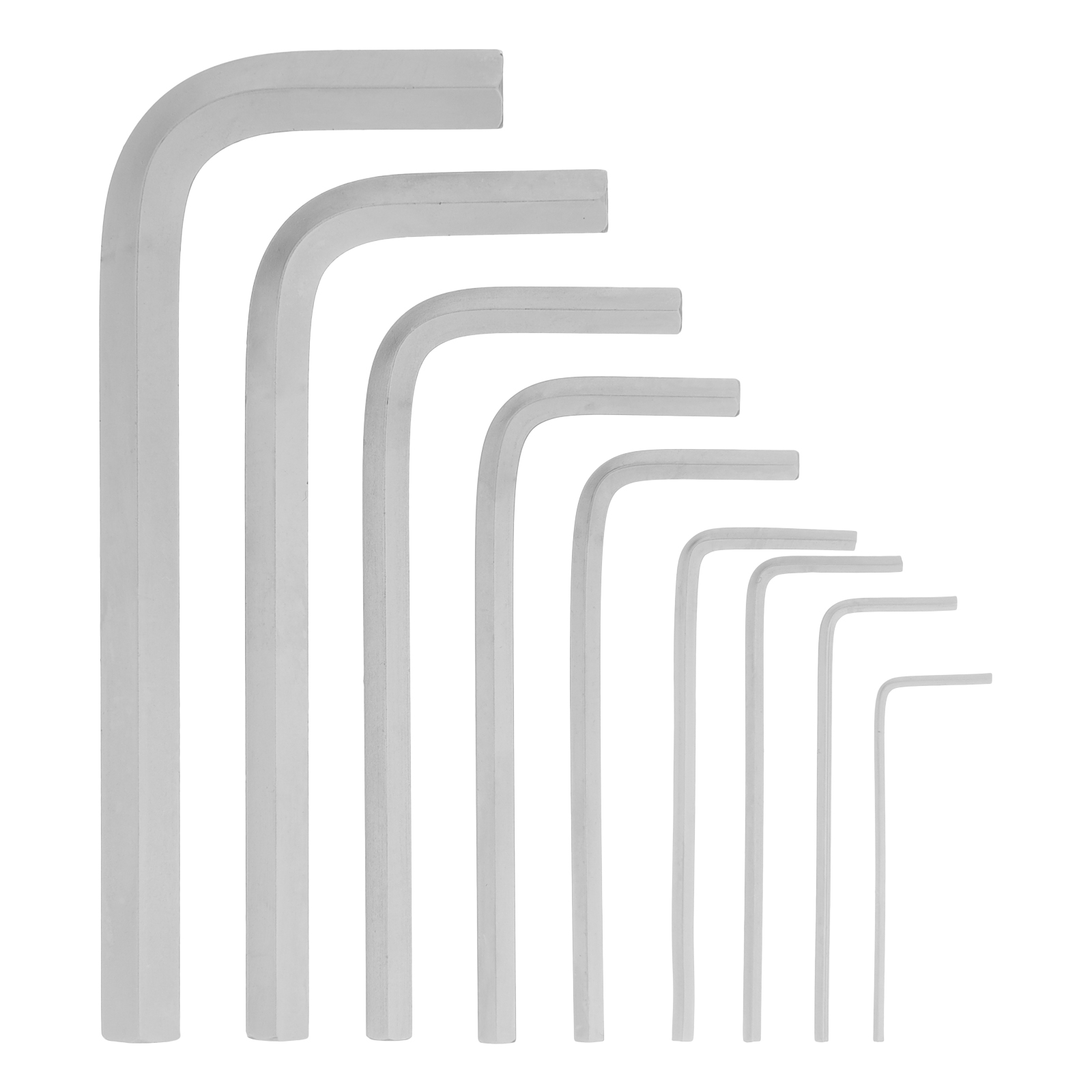 Набор ключей имбусовых HEX, 1,5–10 мм, CrV, 9 шт., короткие, сатин.