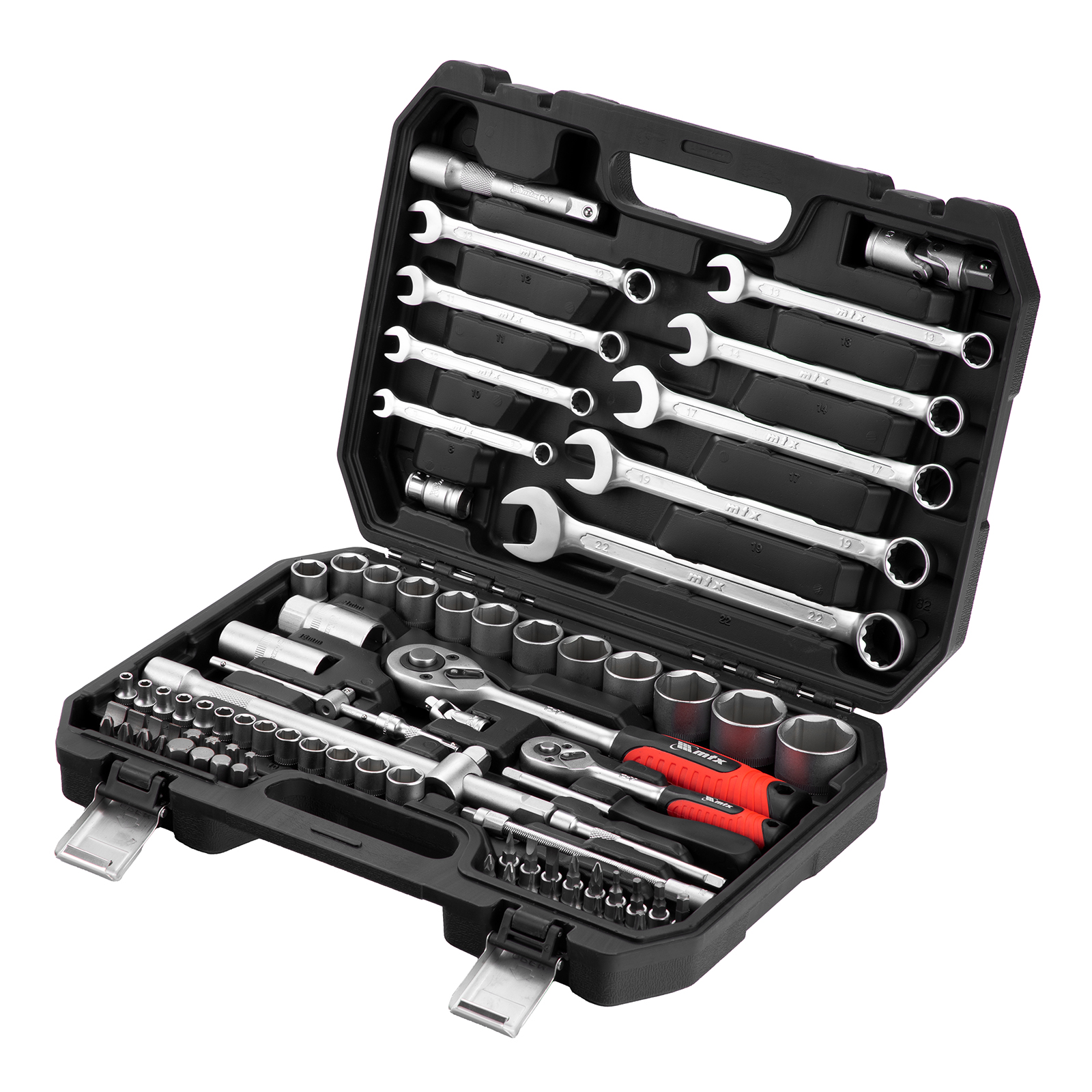 Набор инструментов, 1/2, 1/4, пластиковый кейс, 82 предмета