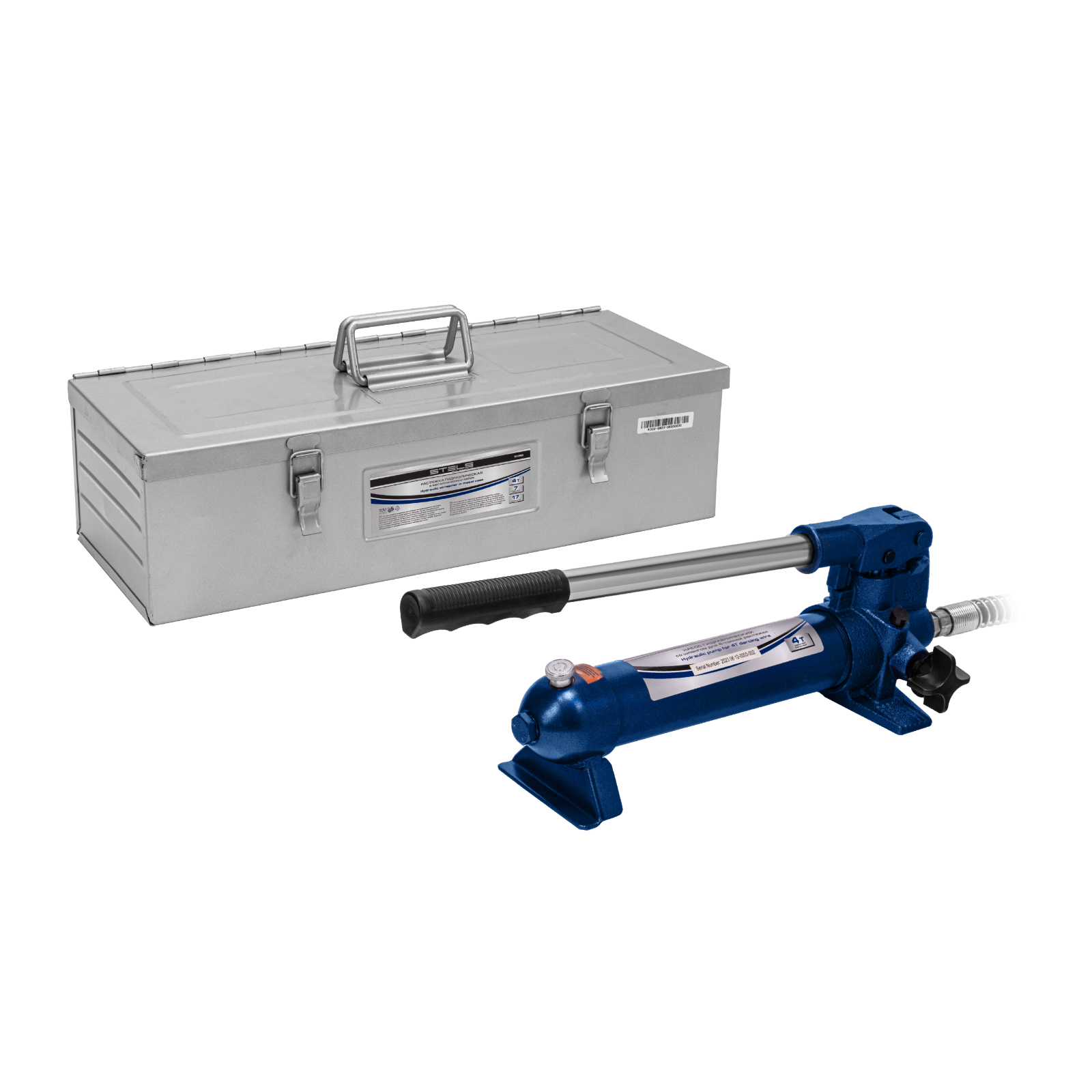 Растяжка гидравлическая, 4 т, набор из 17 предметов, 7 сменных насадок, в метал. кейсе