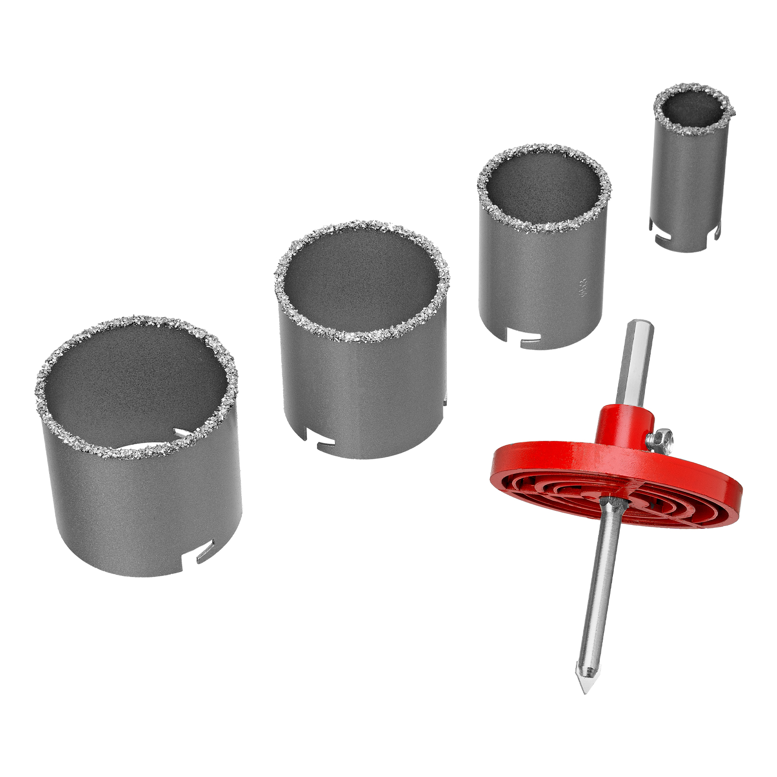 Набор коронок по керамической плитке, 33-53-67-73 мм, 6-гранный хвостовик