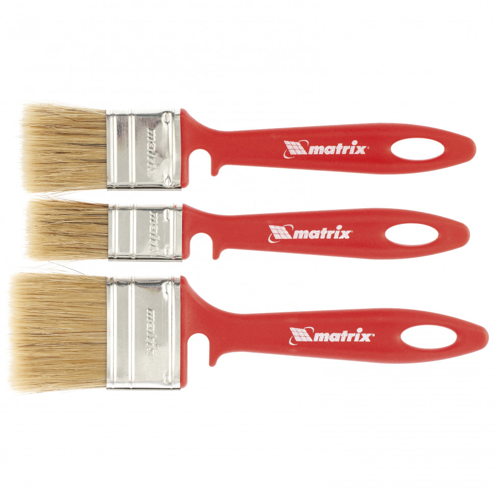 Набор кистей для эмалей 25мм, 35мм, 50мм, натуральная щетина, пластиковая рукоятка