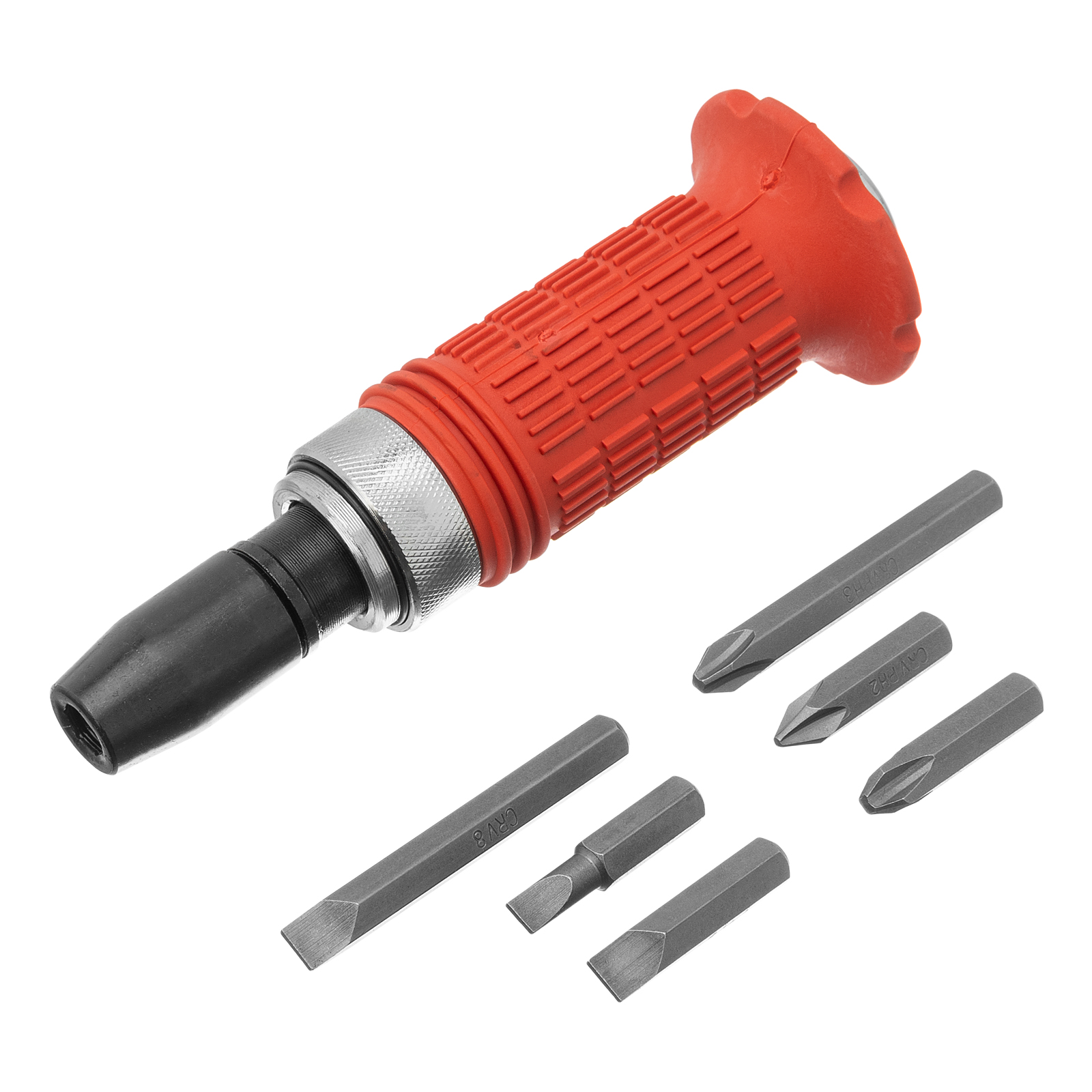 Отвертка ударно-поворотная 1/2' + биты, 6 шт., PH + SL, CrV, обрезиненная ручка