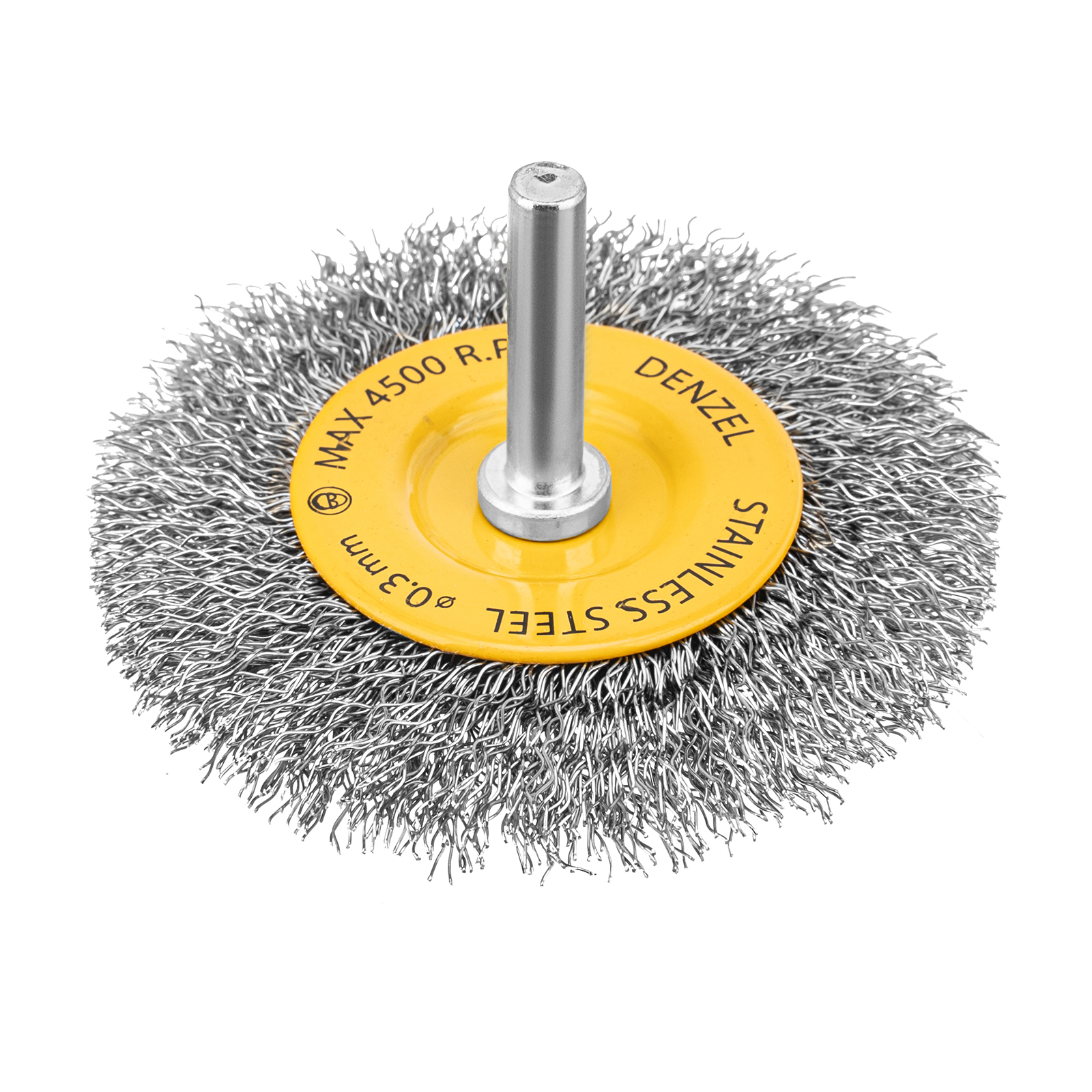 Щетка для дрели, 75 мм, Плоская, со шпилькой, нержавеющая витая проволока