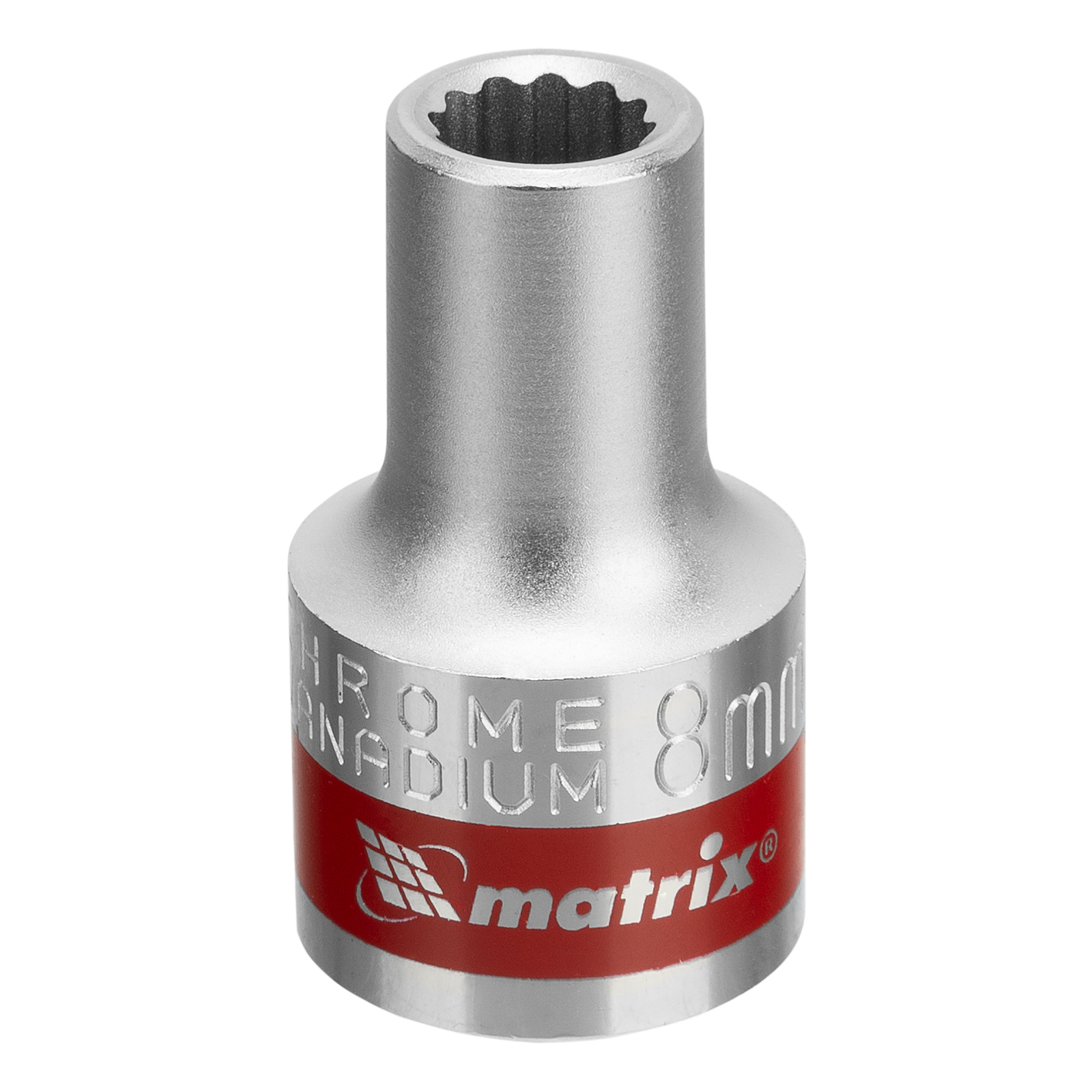 Головка торцевая, 8 мм, 12-гранная, CrV, под квадрат 1/2', хромированная