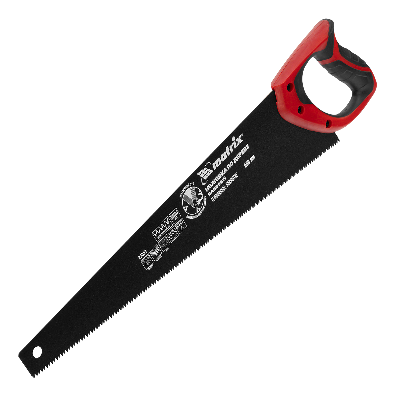 Ножовка по дереву,500 мм,7-8 TPI,зуб-3D,каленый зуб,тефл.покр.полотна,2-х комп..рук-ка