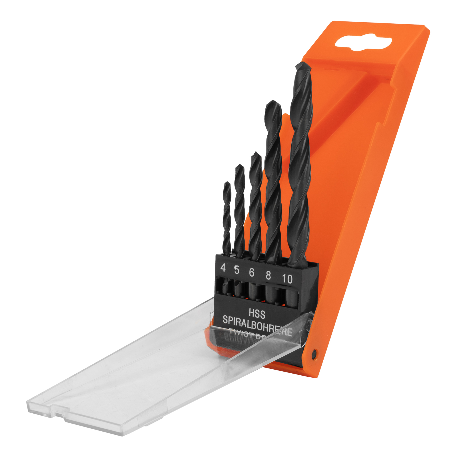 Набор сверл по металлу, 4-5-6-8-10 мм, HSS, 5 шт., пласт. бокс, цилиндрический хвостовик