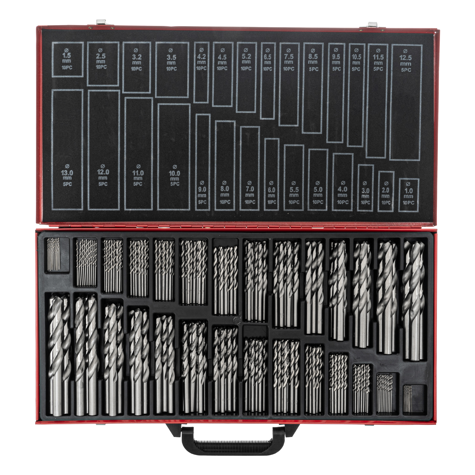 Набор сверл по металлу, 1-13 мм, 230 шт., HSS, в металлическом кейсе