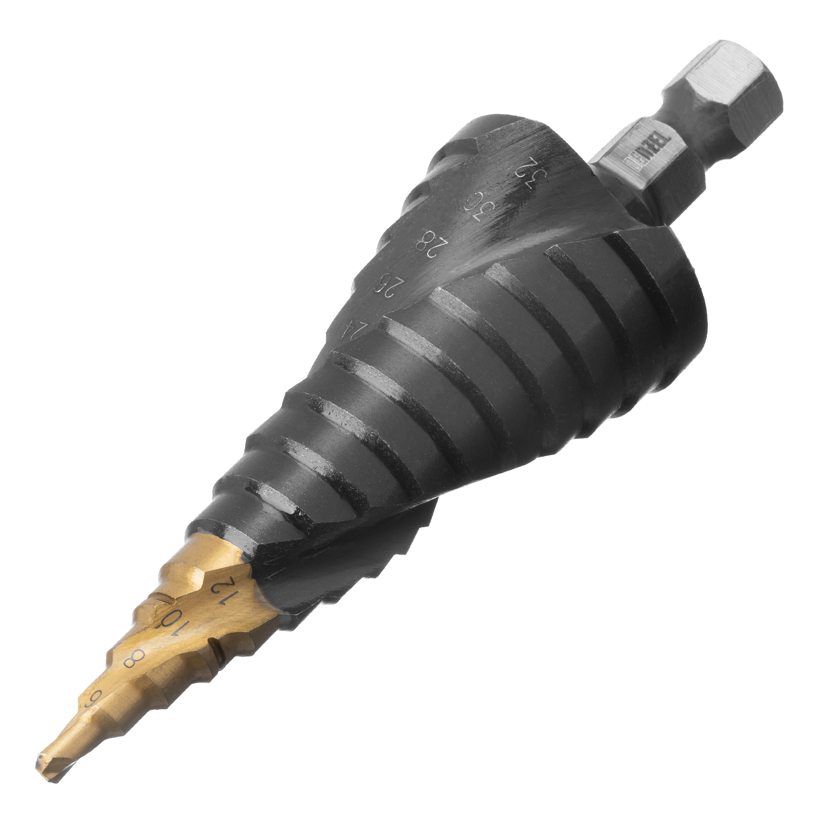 Сверло ступенчатое, 4-6-8-10-12-14-16-18-20-22-24-26-28-30-32 мм, Р6М5, 6-гр. хвостовик