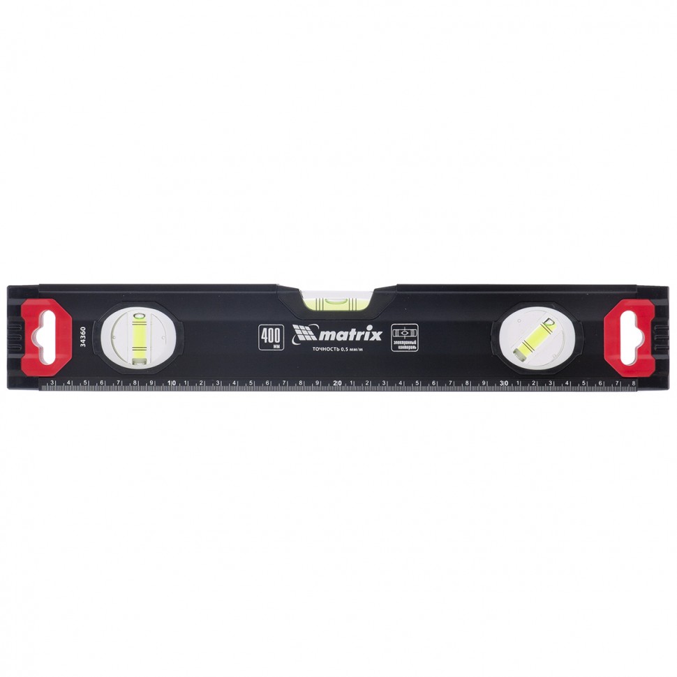 Уровень алюминиевый, усиленный, фрезерованный, 3 глазка, 400 мм