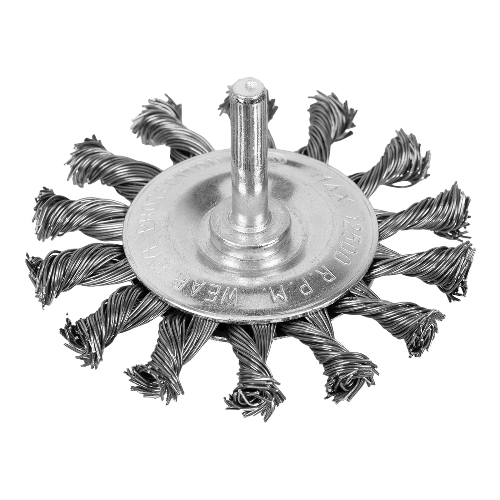 Щетка для дрели, 75 мм, плоская со шпилькой, крученая металлическая проволока