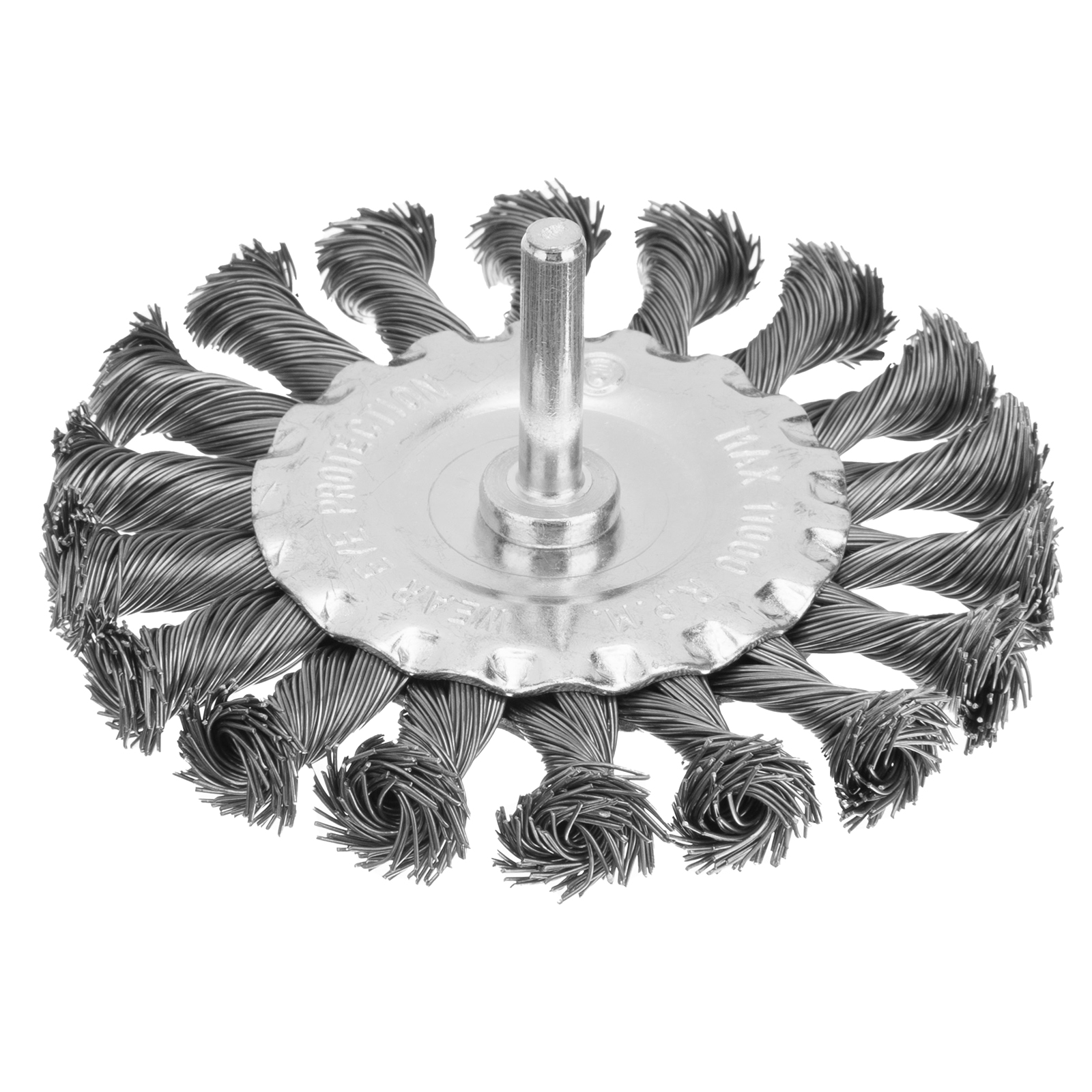 Щетка для дрели, 100 мм, плоская со шпилькой, крученая металлическая проволока