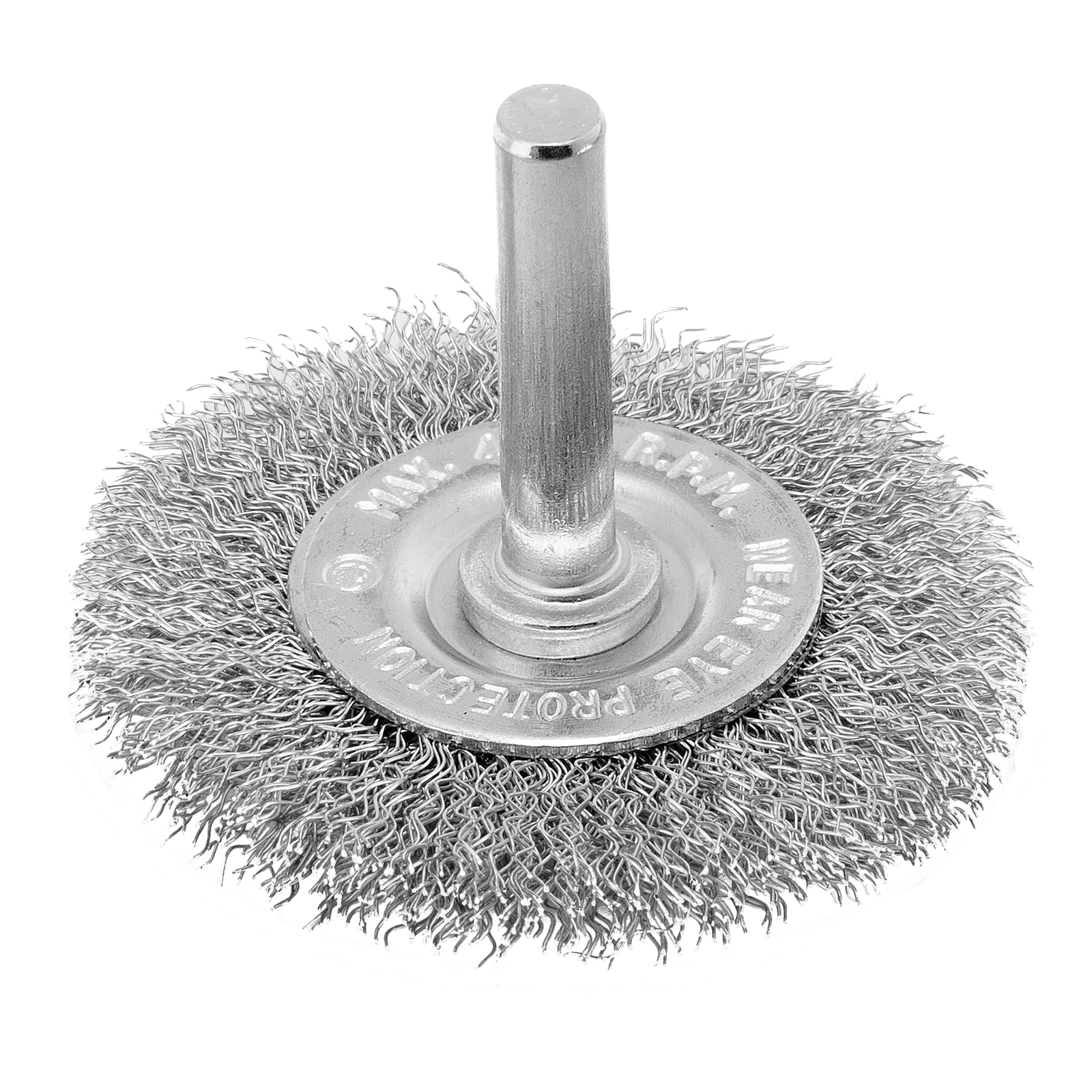 Щетка для дрели, 60 мм, плоская со шпилькой, витая проволока 0,3мм
