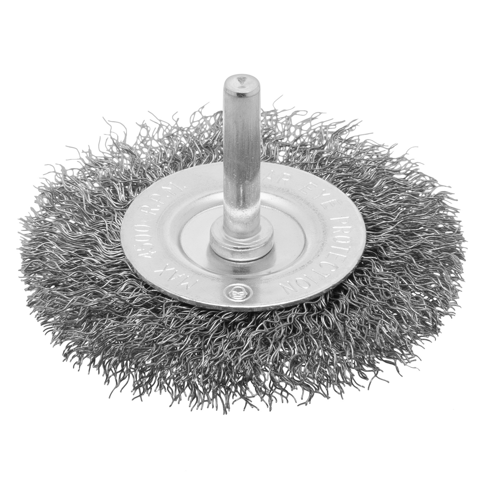 Щетка для дрели, 75 мм, плоская со шпилькой, витая проволока 0,3 мм