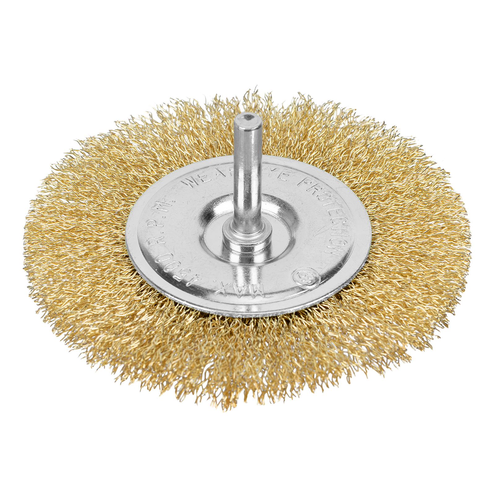 Щетка для дрели 100 мм, плоская со шпилькой, латунированная витая проволока