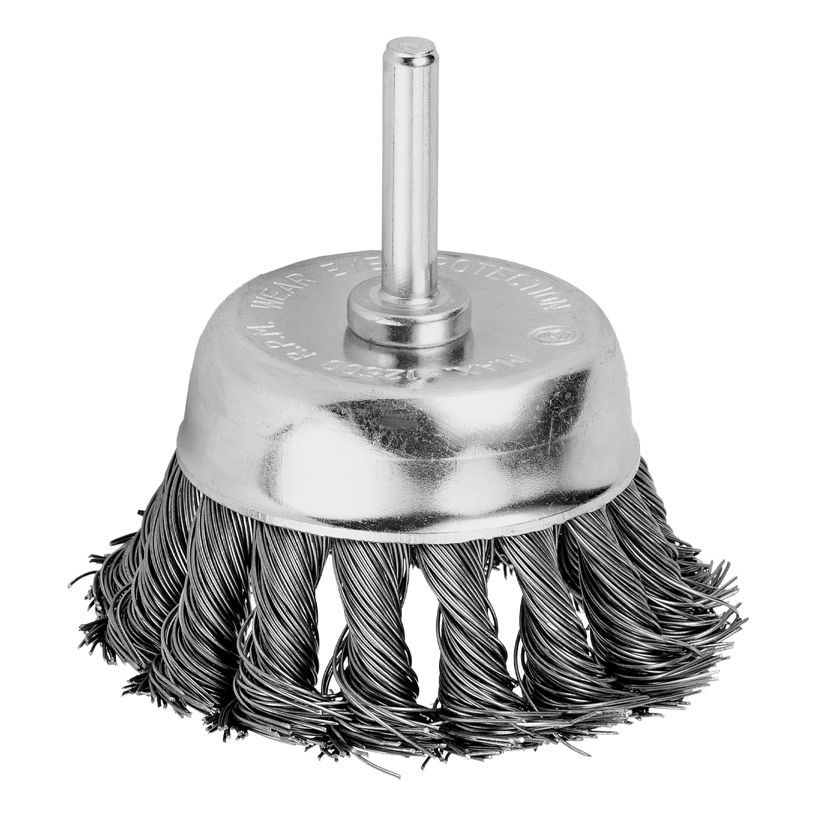 Щетка для дрели, 75 мм, чашка со шпилькой, крученая металлическая проволока