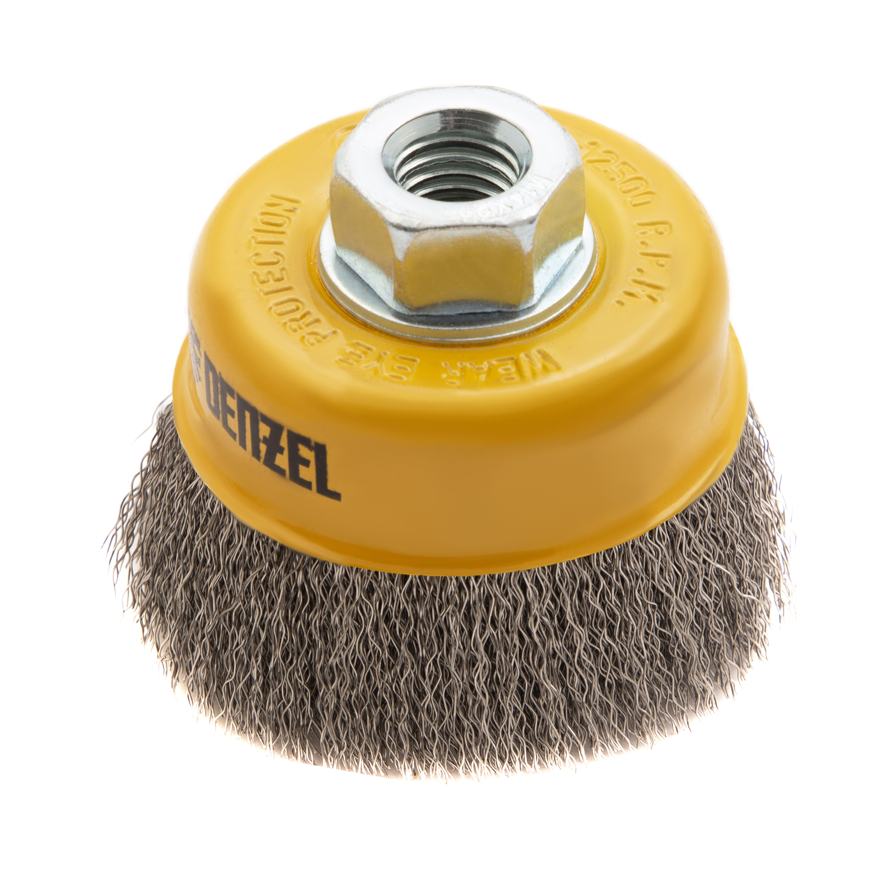 Щетка для УШМ, 75 мм, М14, Чашка, витая нержавеющая проволока 0,3 мм