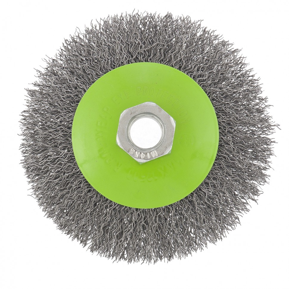Щетка для УШМ, 100 мм, М14, тарелка, витая проволока 0,3 мм