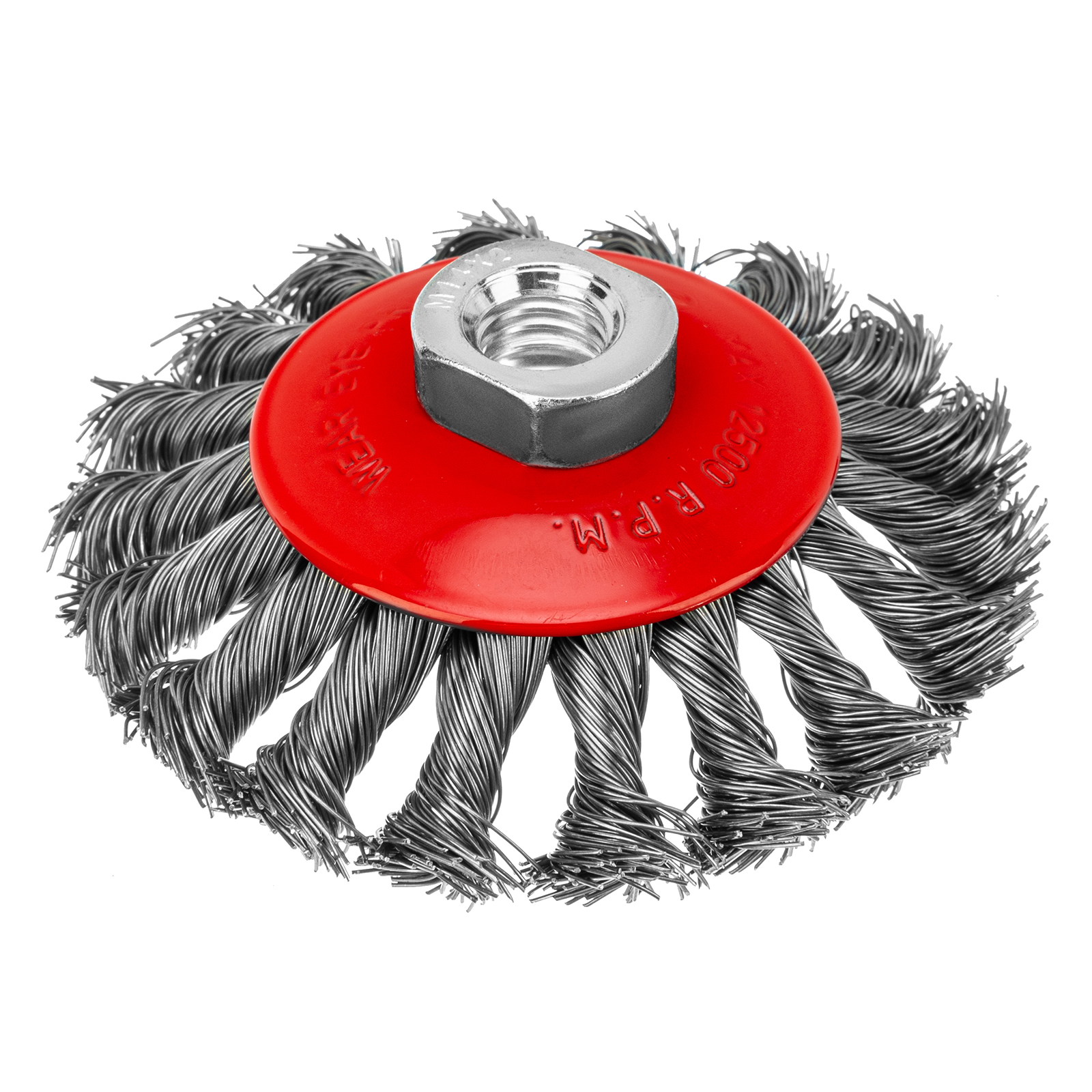 Щетка для УШМ, 100 мм, М14, Тарелка, крученая проволока 0,5 мм