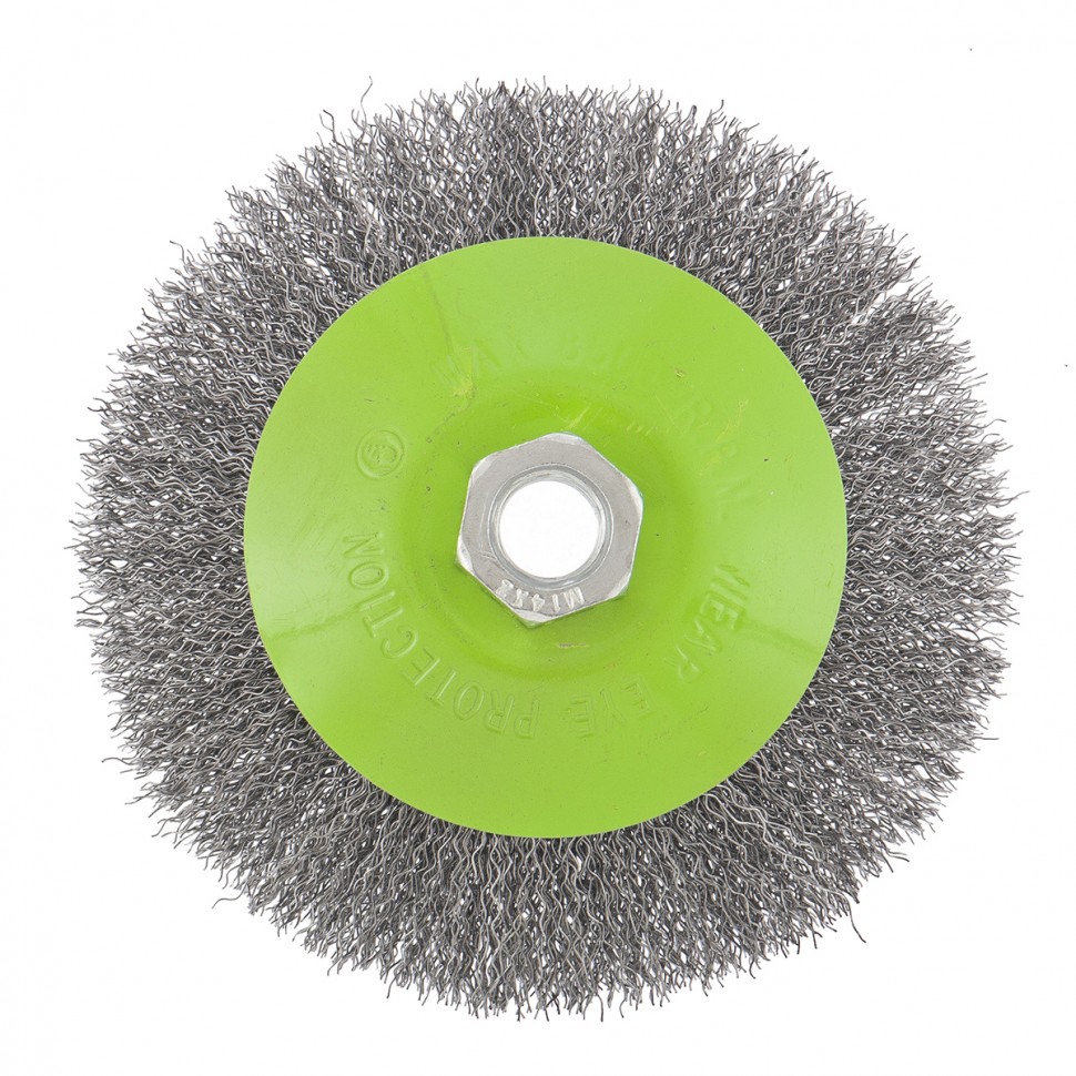 Щетка для УШМ, 125 мм, М14, Тарелка, витая проволока 0,3 мм