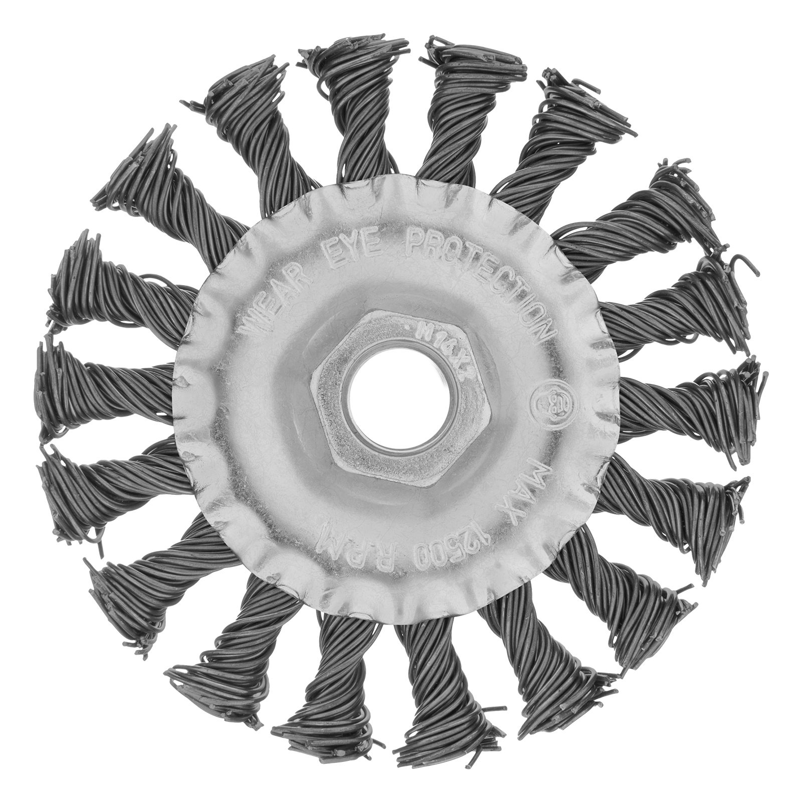 Щетка для УШМ, 100 мм, М14, Плоская, крученая проволока 0,8 мм
