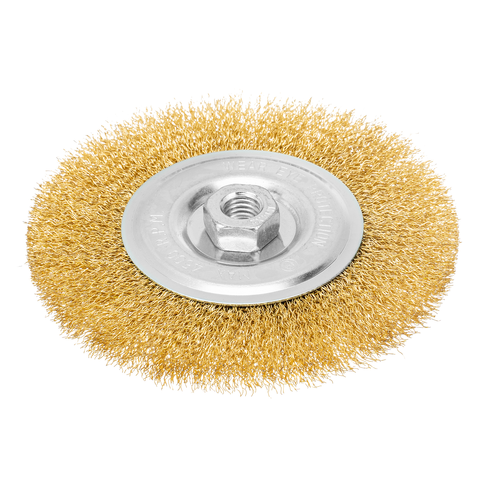 Щетка для УШМ, 150 мм, М14, плоская, латунированная витая проволока