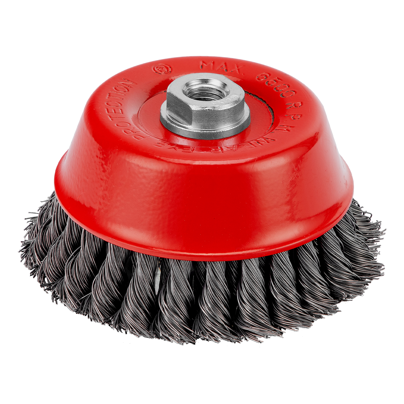 Щетка для УШМ, 125 мм, М14, Чашка, двухрядная, крученая проволока 0,5 мм