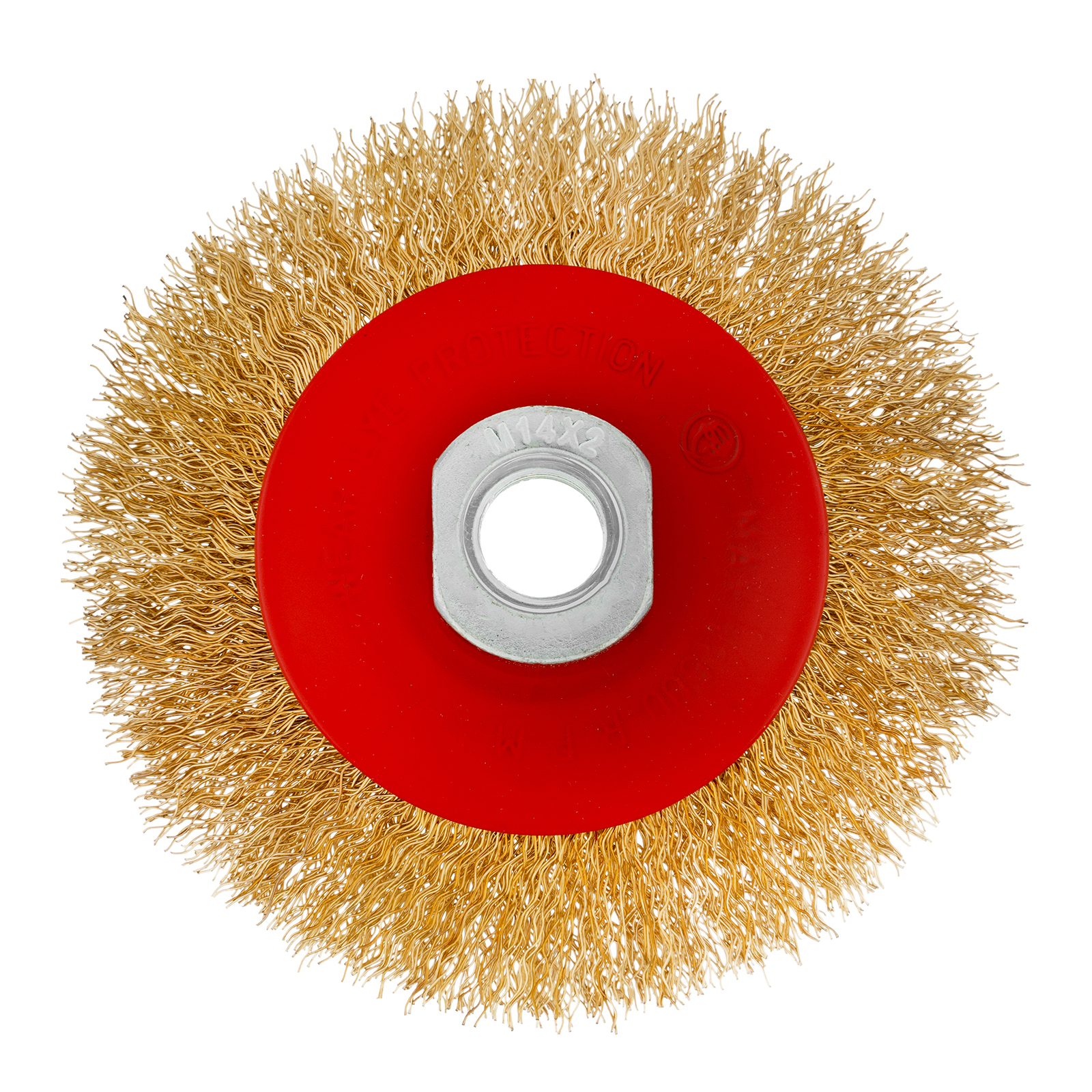 Щетка для УШМ, 100 мм, М14, тарелка,латунированная витая проволока