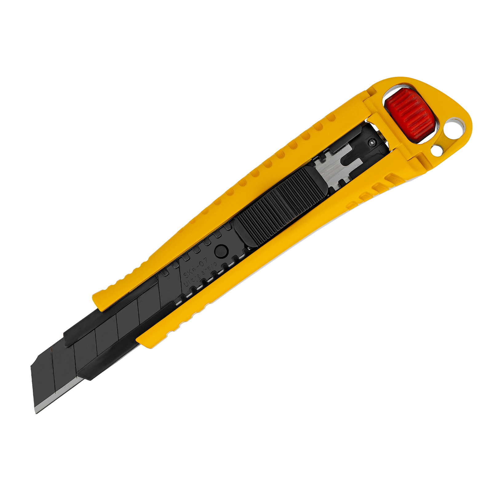 Нож, 18 мм, сменное лезвие, SK4, корпус из цинкового сплава + TPR, торцевой зажим