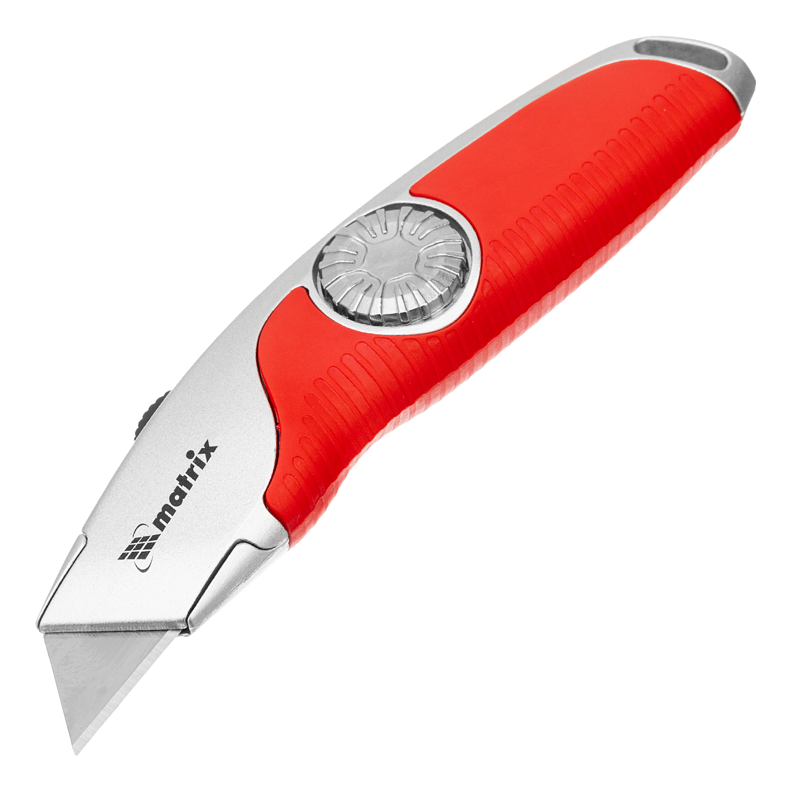 Нож, выдвижное трапецивидное лезвие, эргономичная двухкомпонентная рукоятка