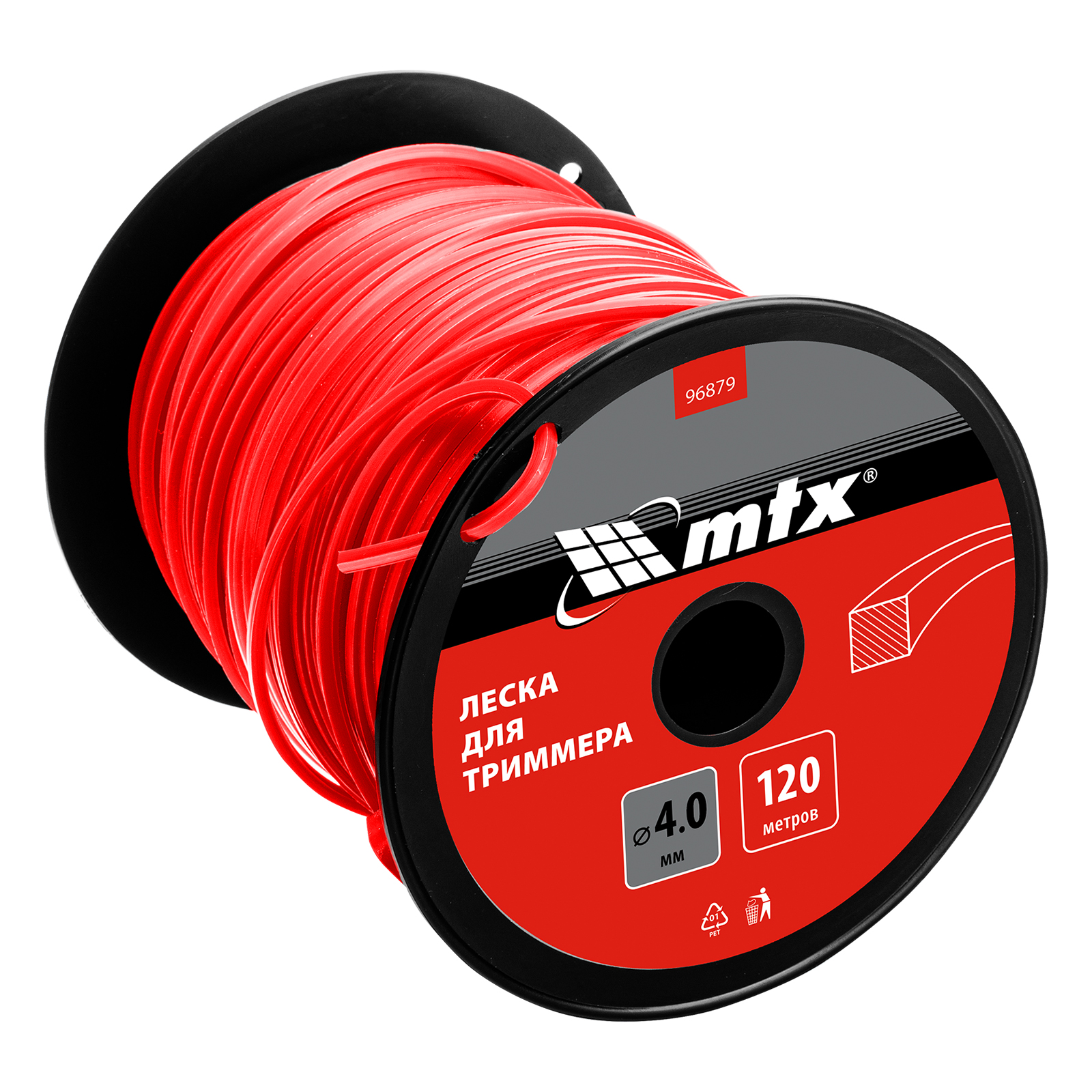 Леска для триммера квадрат 4,0 мм х 120 м, на катушке