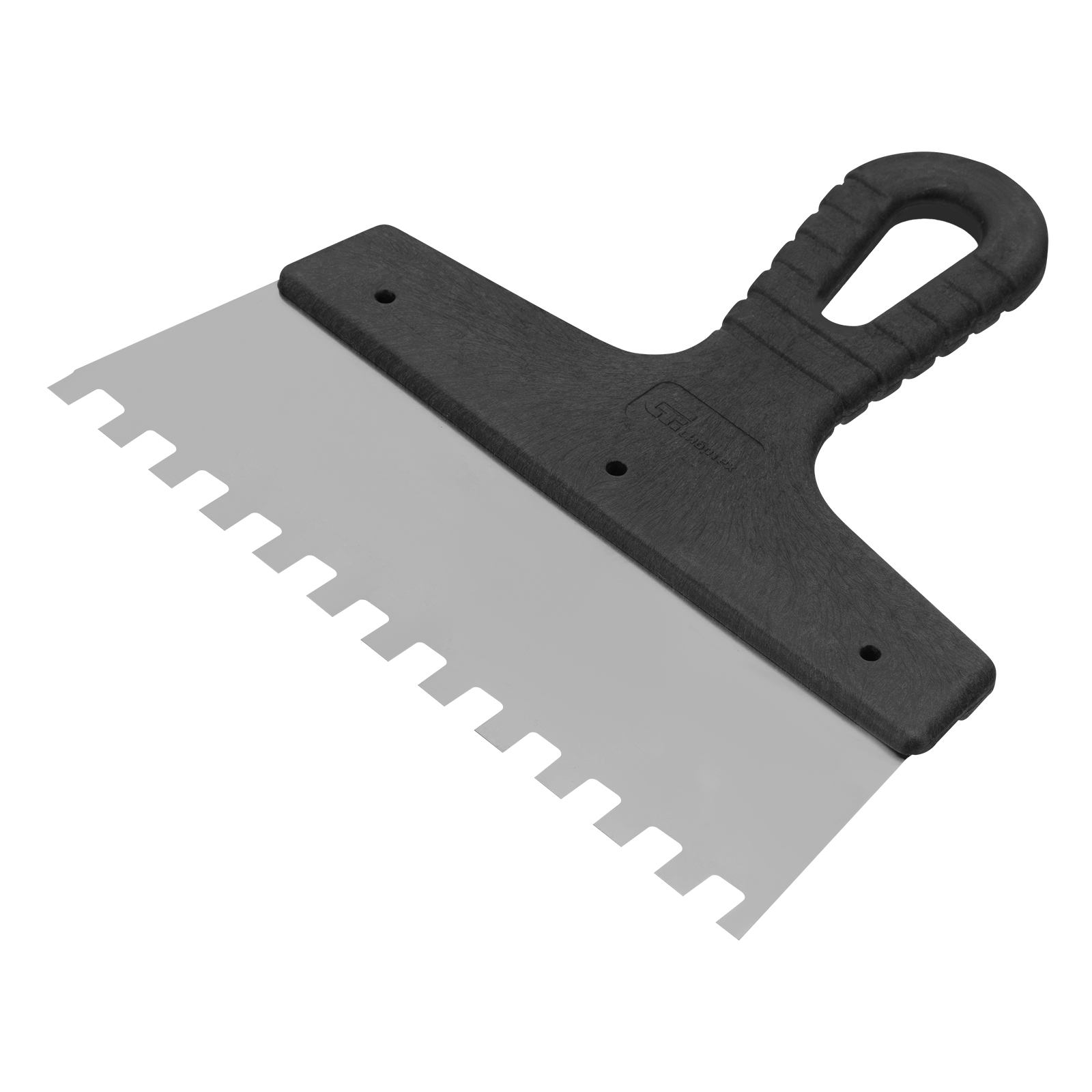 Шпатель из нержавеющей стали, 200 мм, зуб 8х8 мм, пластмассовая ручка