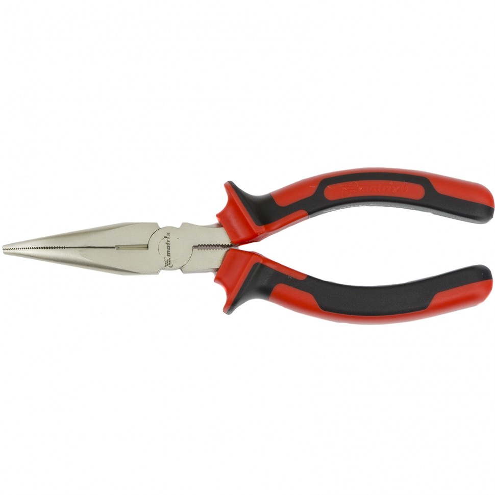 Длинногубцы NICKEL, 160 мм, изогнутые никелированные, двухкомпонентные рукоятки