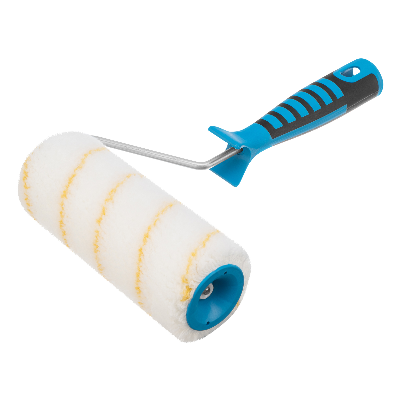 Валик в сборе ПОЛИАКРИЛ желтая полоса с двухком.руч., 180мм, ворс 12мм, D 48мм, Dруч.6 мм