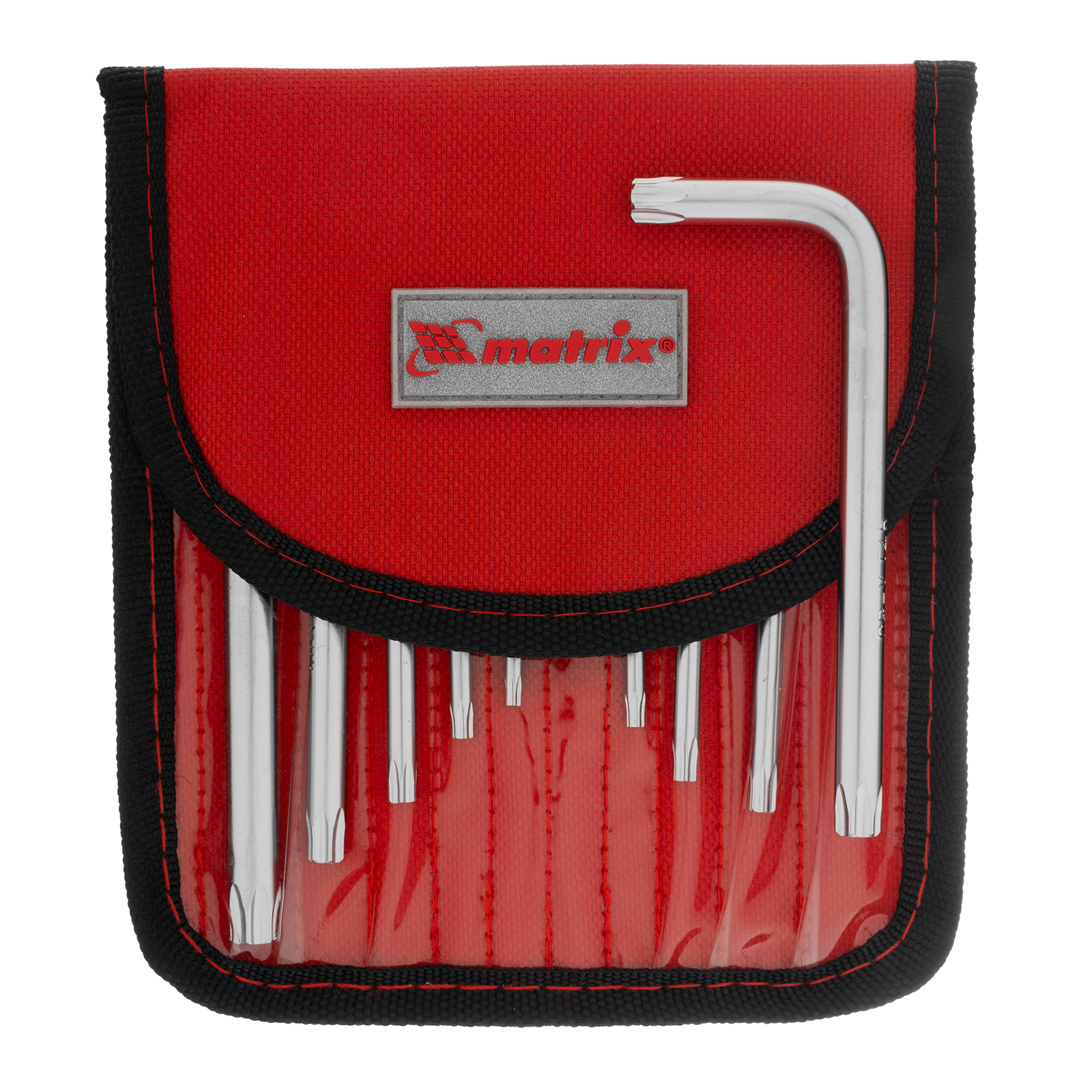 Набор ключей имбусовых TORX-TORX Tampered, 9 шт., T10-T50, CrV, короткие, сатин., чехол