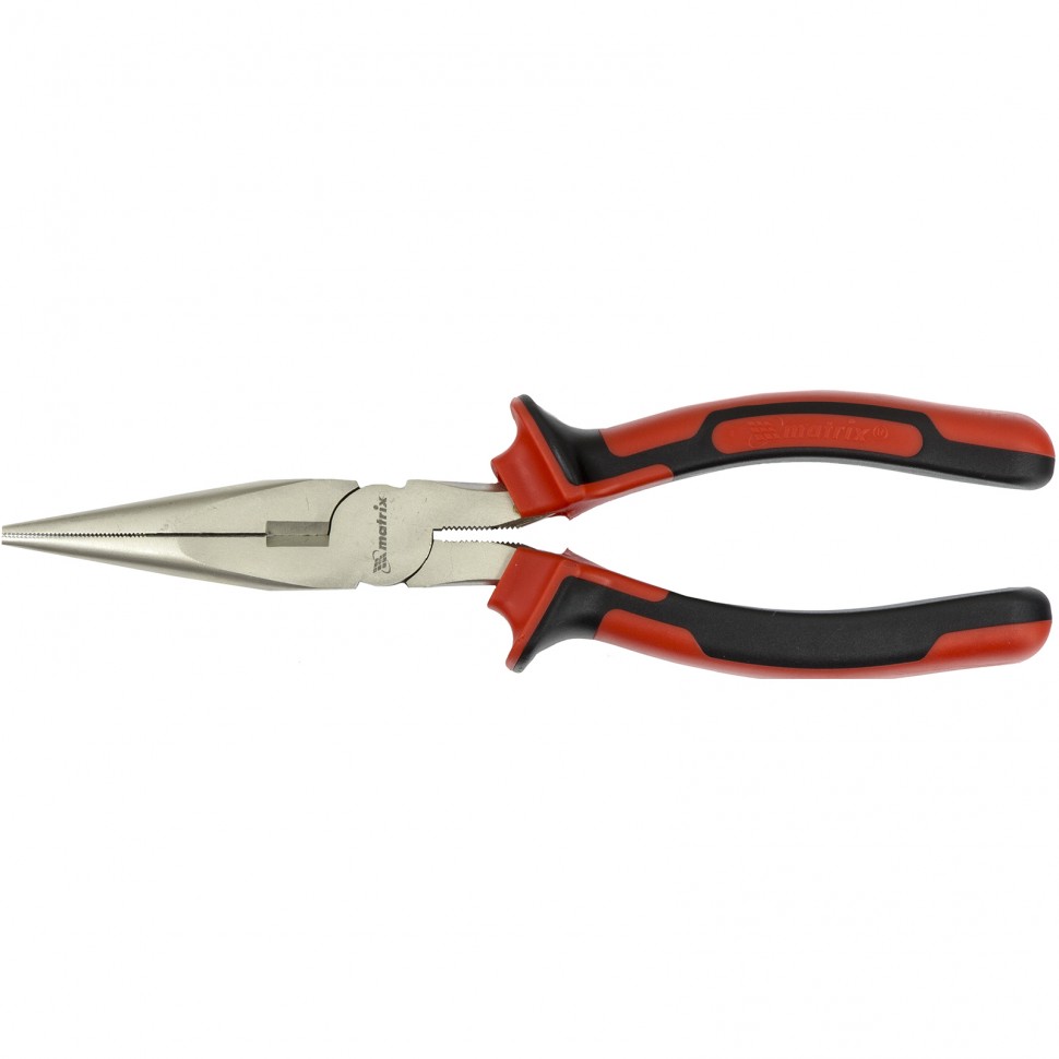 Длинногубцы NICKEL, 200 мм, прямые никелированные, двухкомпонентные рукоятки