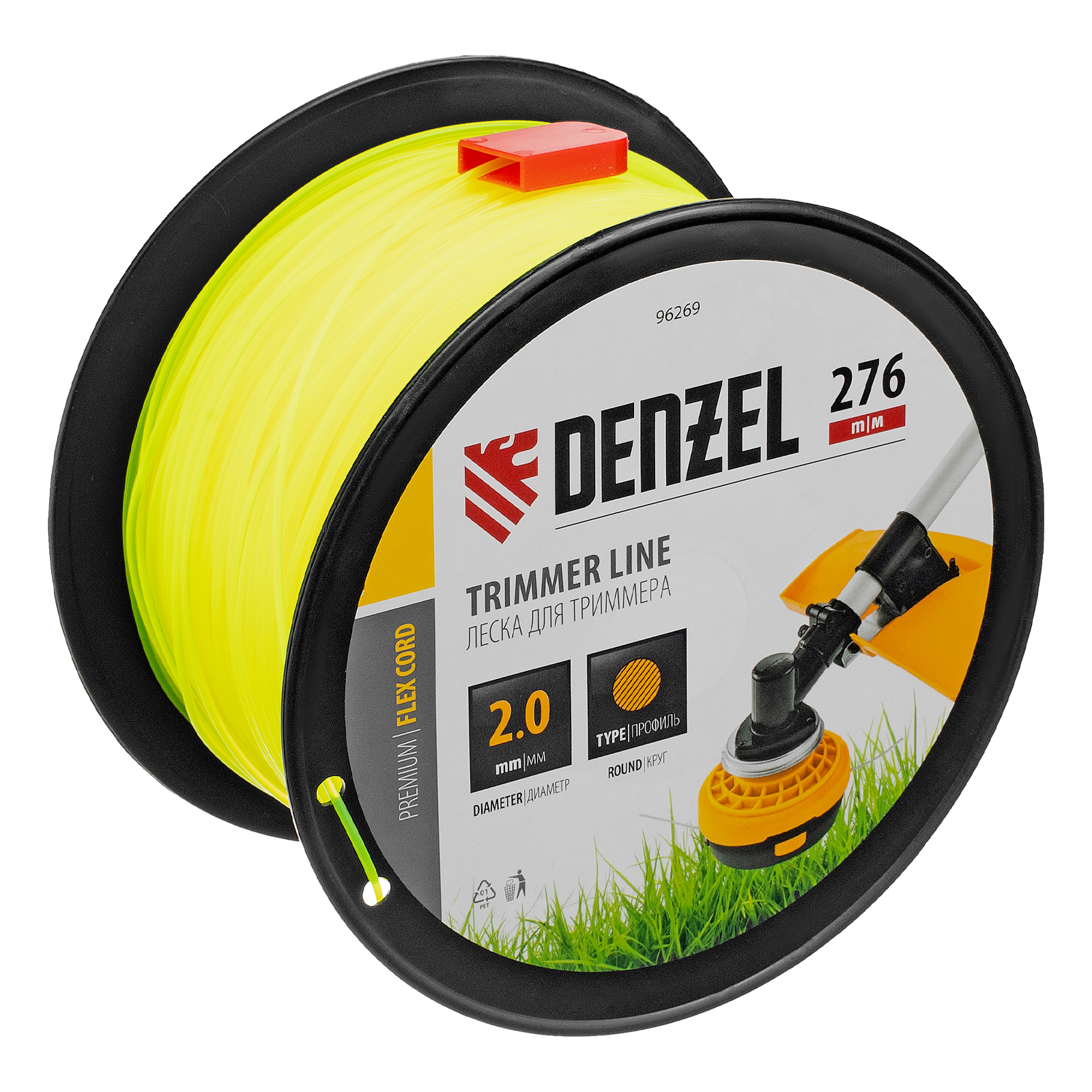 Леска для триммера круглая, 2,0мм х 276м, на DIN катушке FLEX CORD