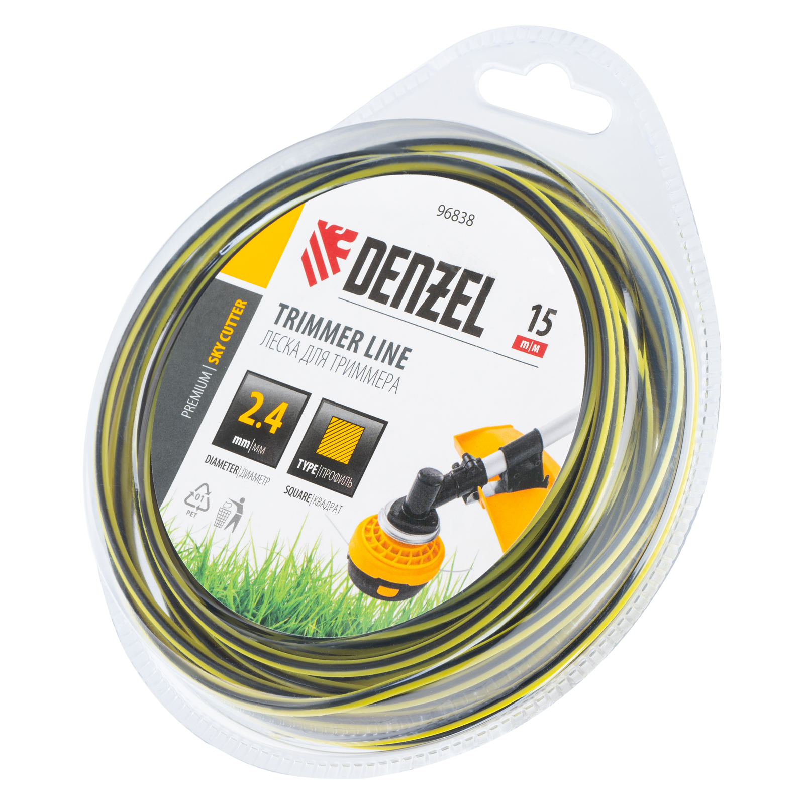 Леска для триммера двухкомпонентная квадратная, 2,4мм х 15м, блистер SkyCutter