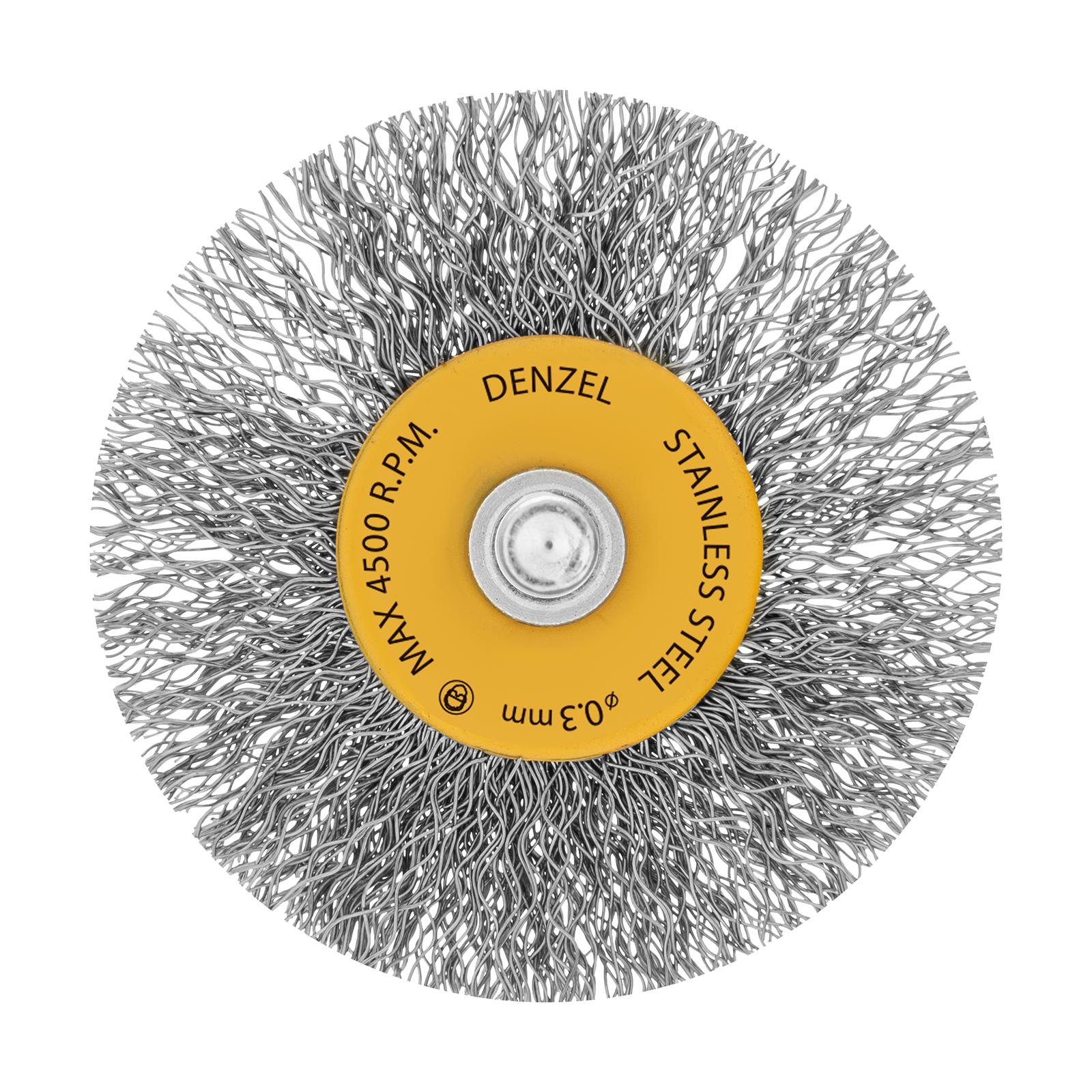 Щетка для дрели, 60 мм, Плоская, со шпилькой, нержавеющая витая проволока