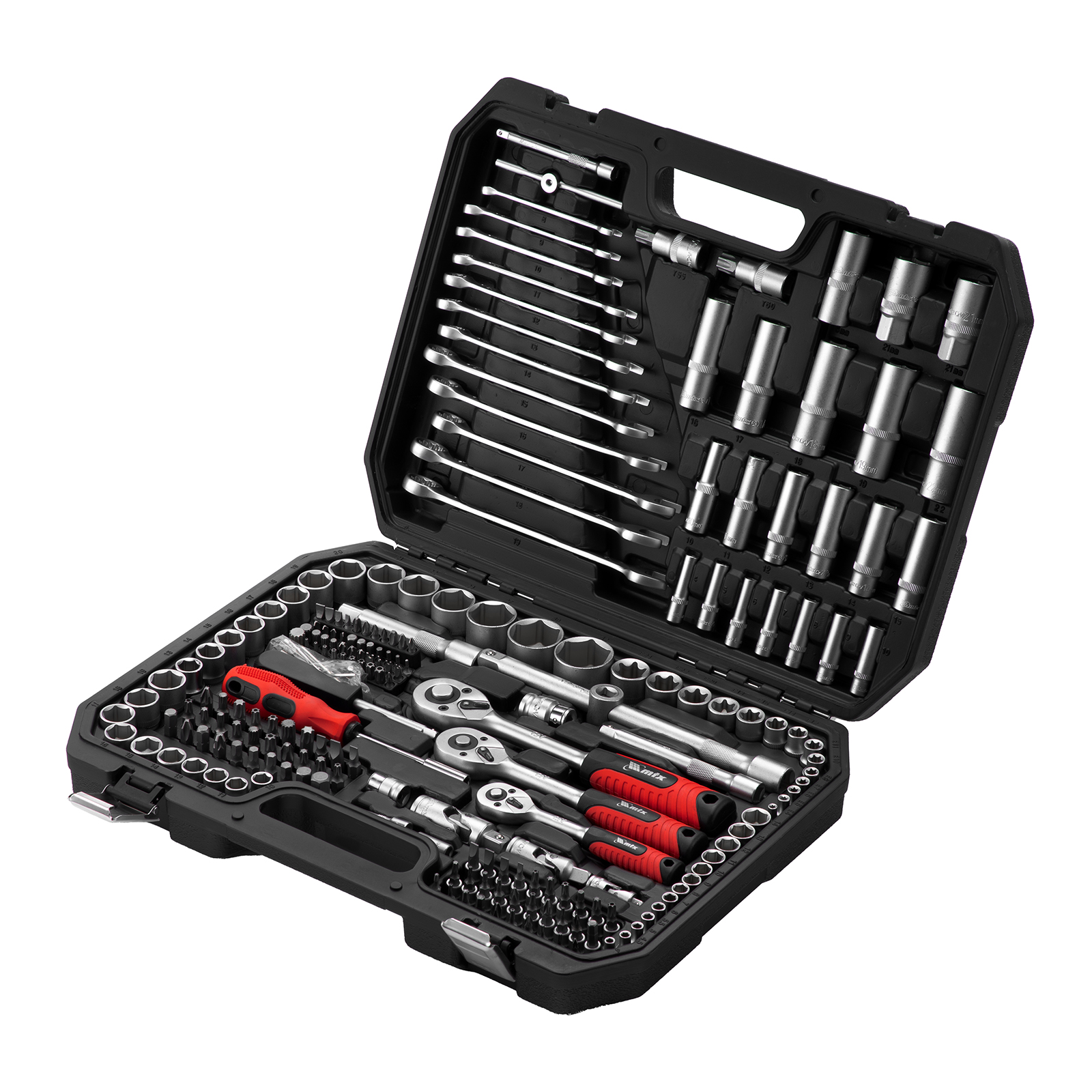 Набор инструментов, 1/2, 3/8, 1/4, пластиковый кейс 215 предм.