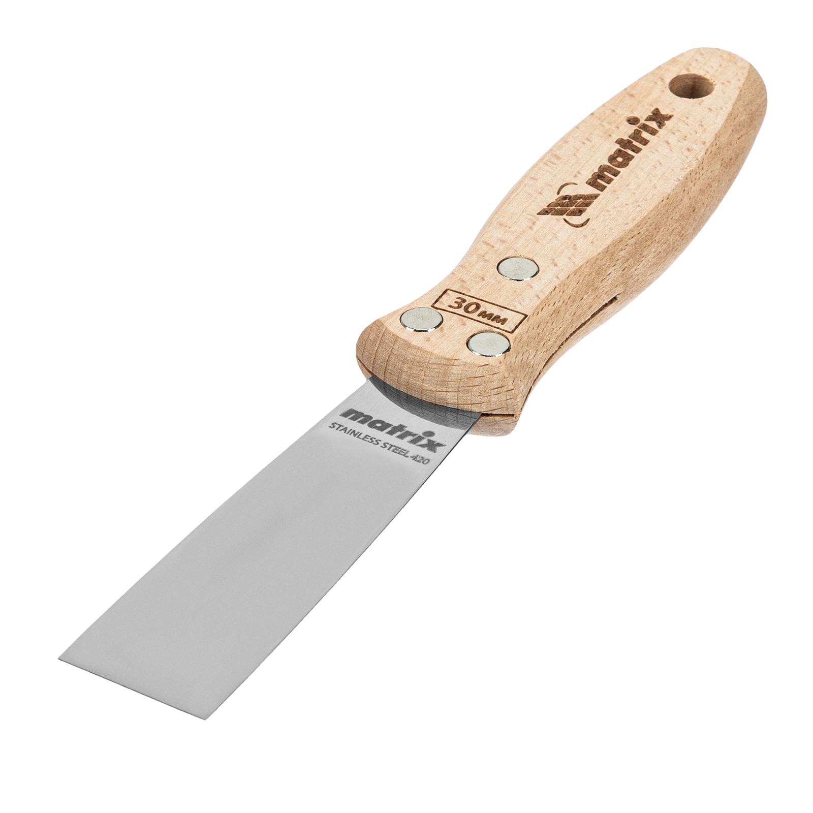 Шпательная лопатка из нержавеющей стали, 30 мм, буковая рукоятка, EFP