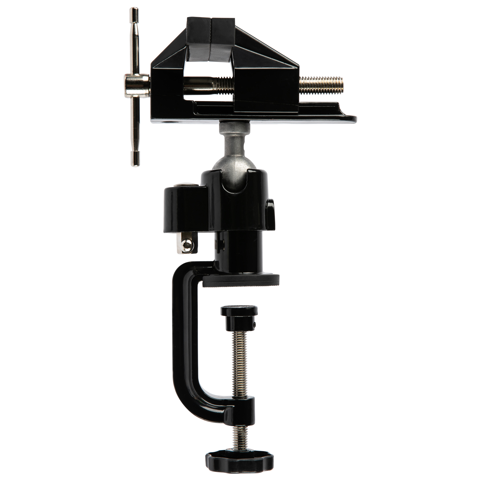 Тиски настольные, многофункциональные, смен.насадка-хомут для дрели,шарнирный мех-зм, 70 мм