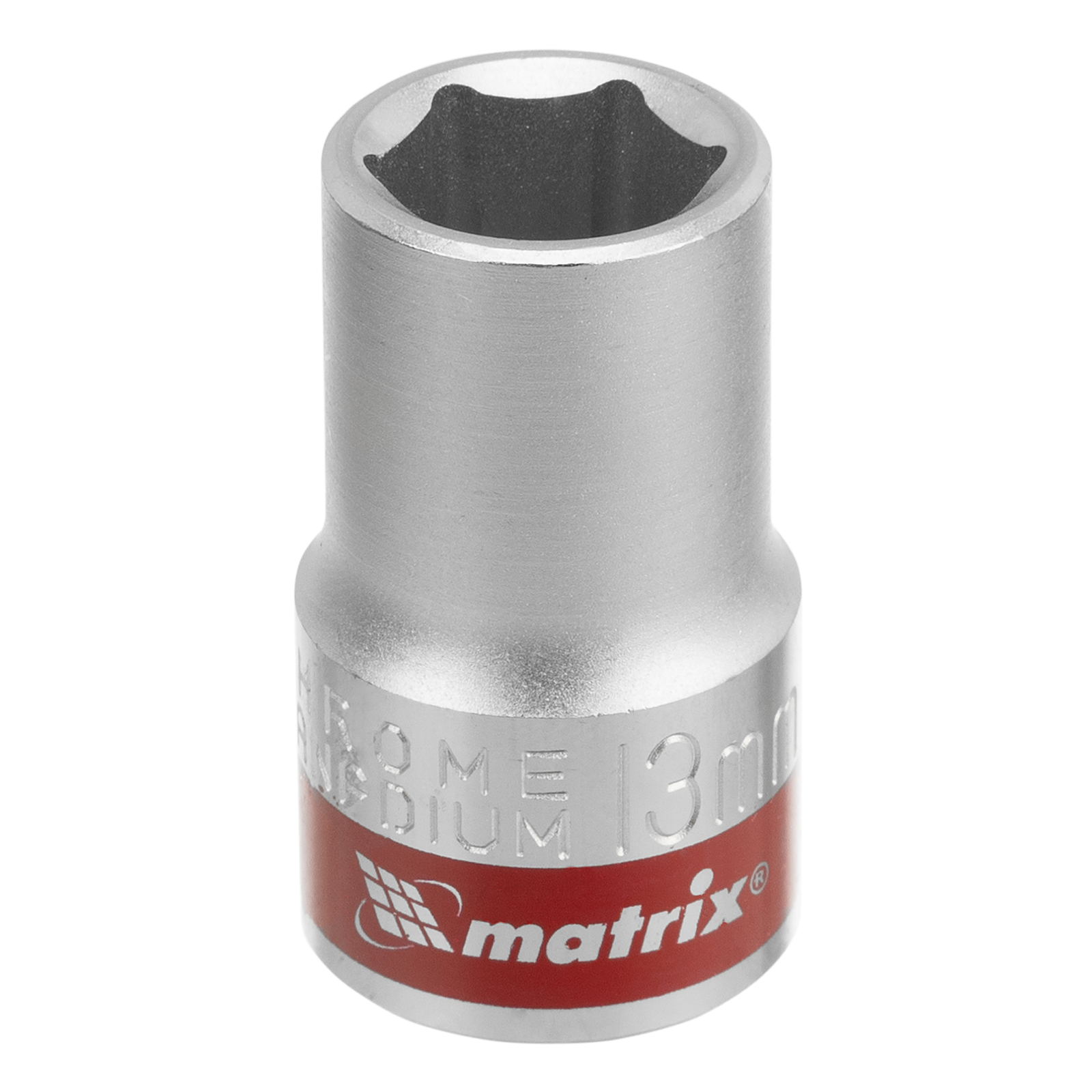 Головка торцевая, 13 мм, 6-гранная, CrV, под квадрат 1/2', хромированная