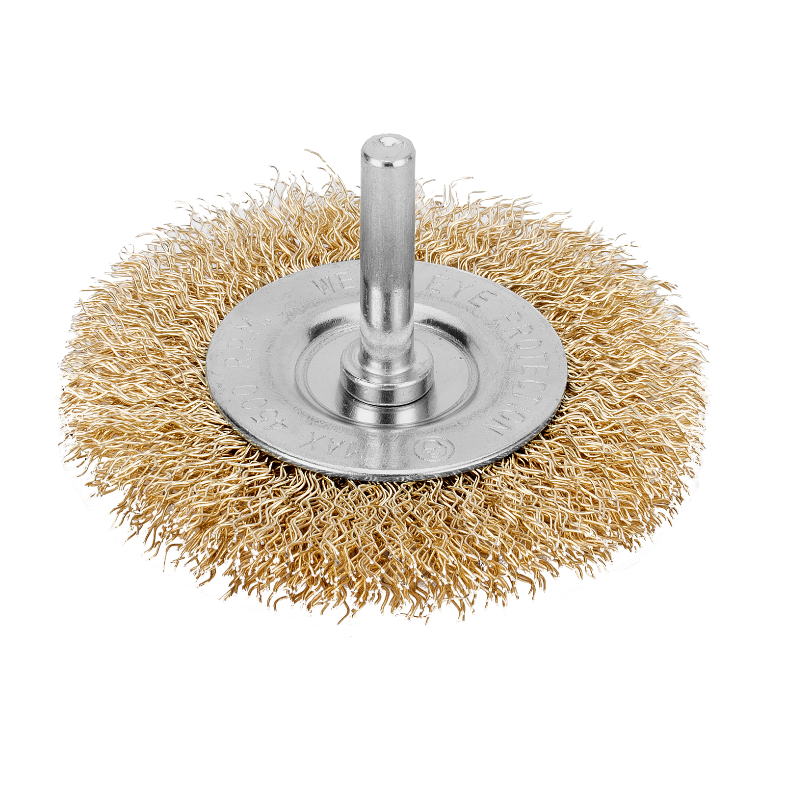 Щетка для дрели, 75 мм, плоская со шпилькой, латунированная витая проволока