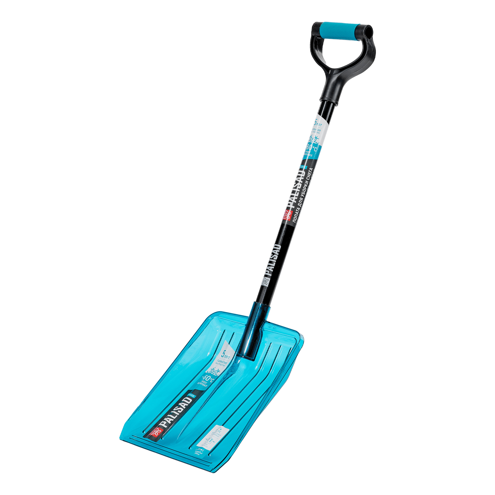 Лопата для уборки снега, поликарбонат, 260х310х870 мм, стальной черенок, LUXE