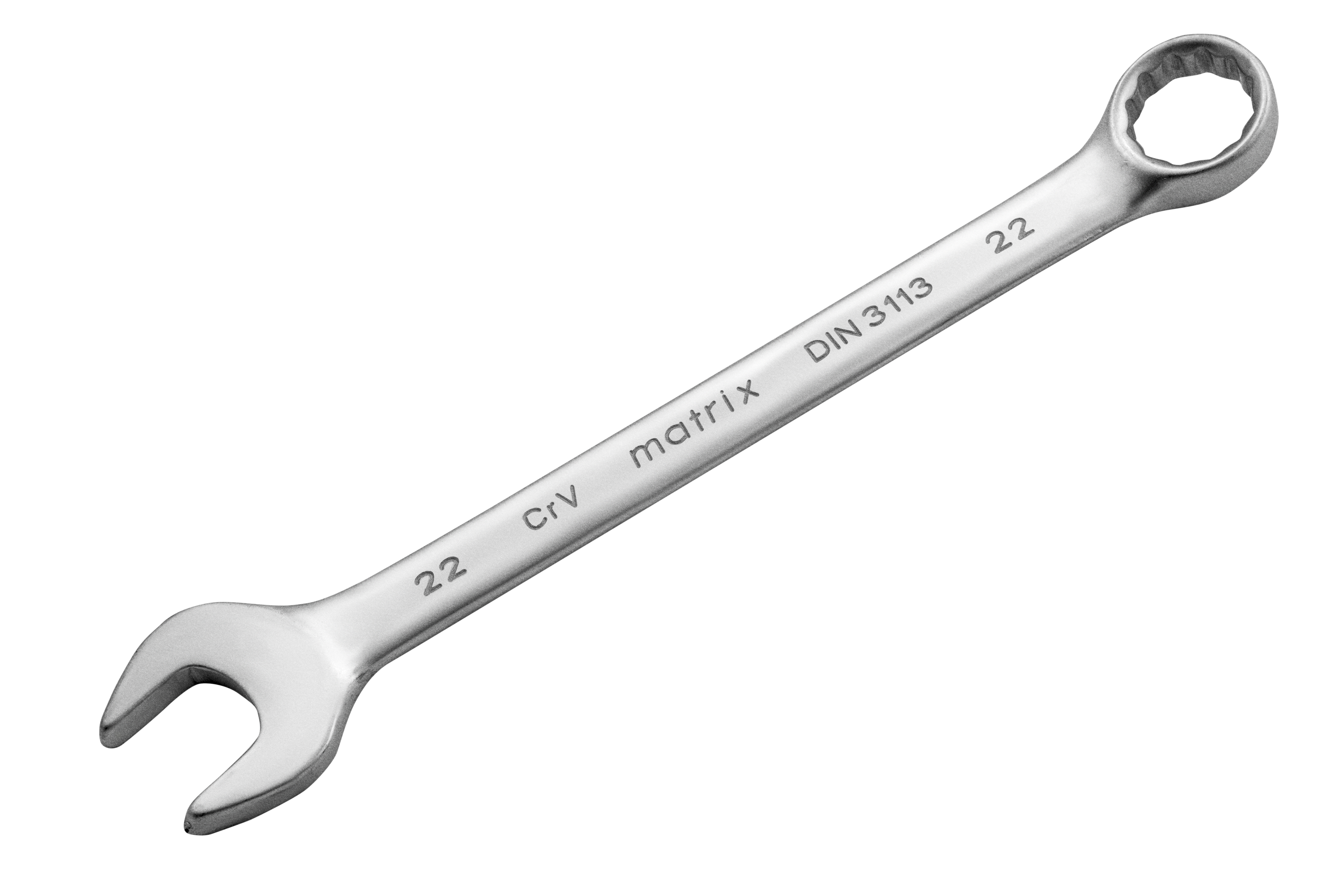 Ключ комбинированный, 22 мм, CrV, матовый хром
