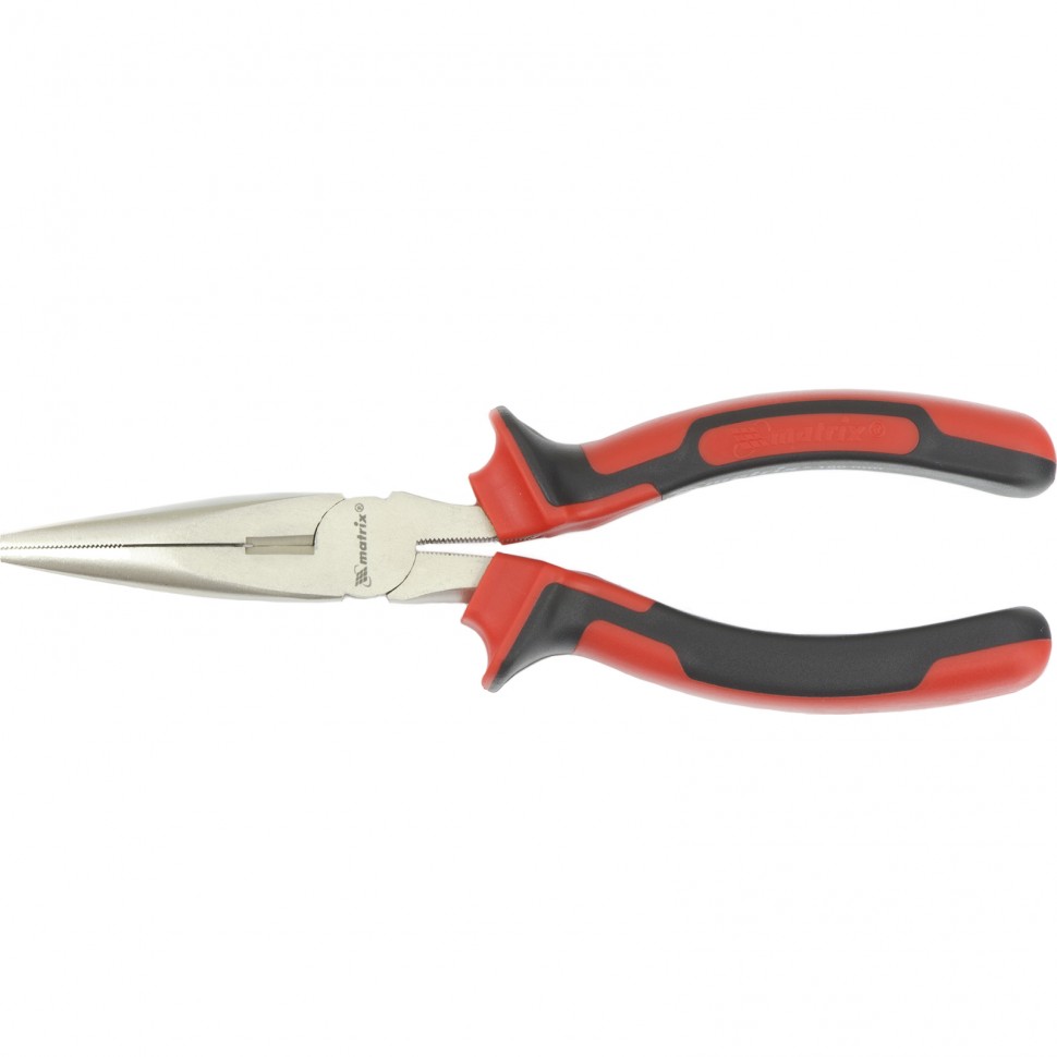 Длинногубцы NICKEL, 180 мм, прямые никелированные, двухкомпонентные рукоятки