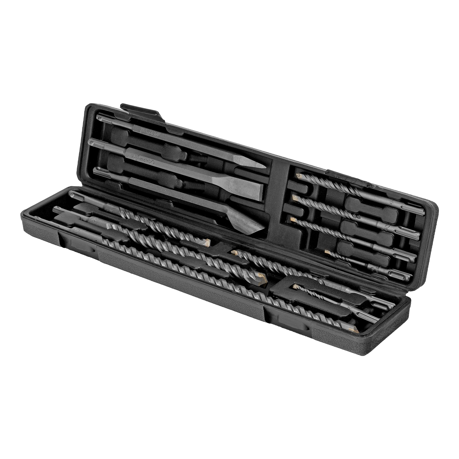 Набор буров по бетону, 5-6х110, 8-10-12х160, 14-16х210, 18х300, 20х450 мм, зубила, SDS PLUS