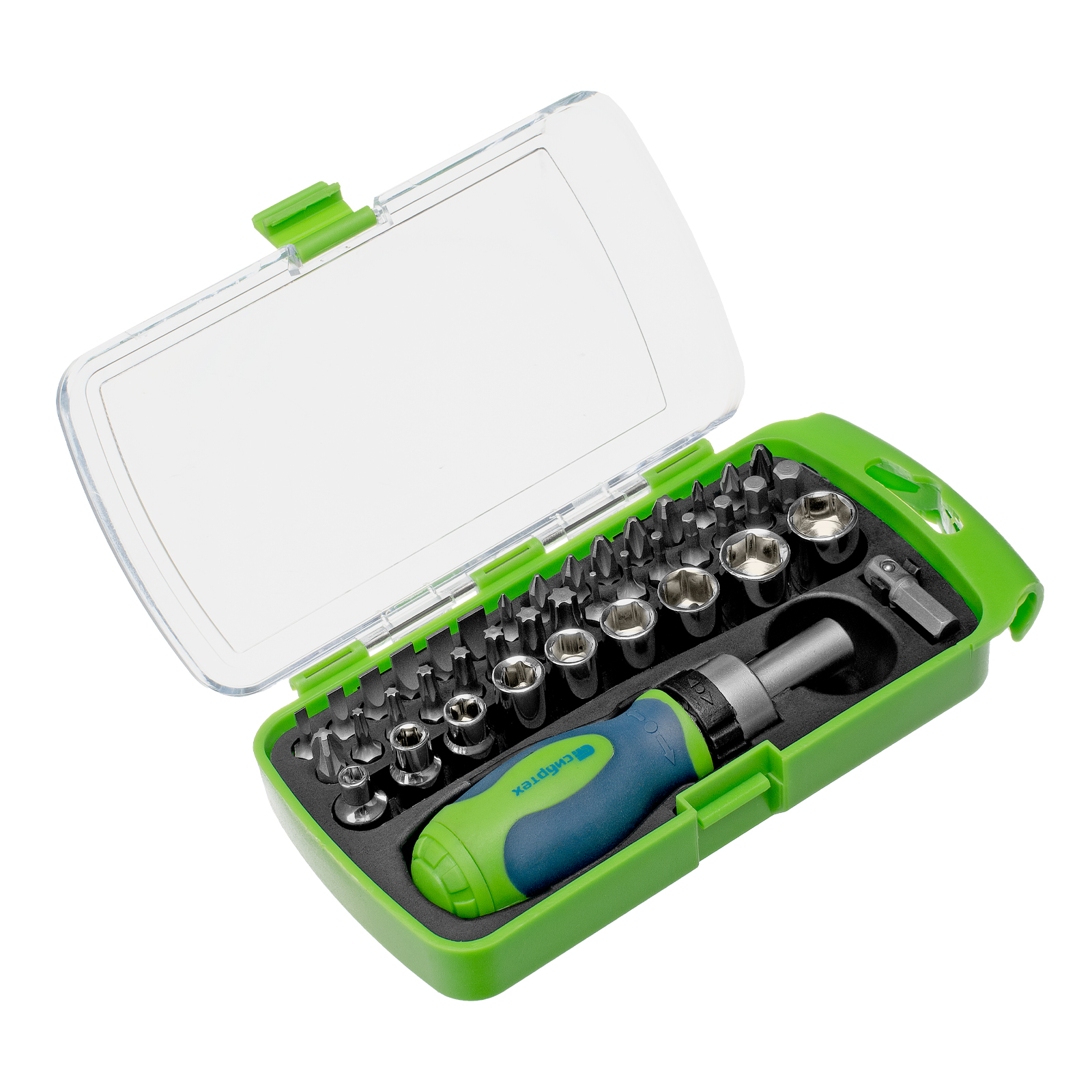 Отвертка ревер. + биты, 41 пред., PH+PZ+SL+H+T, CrV, 2к рукоятка